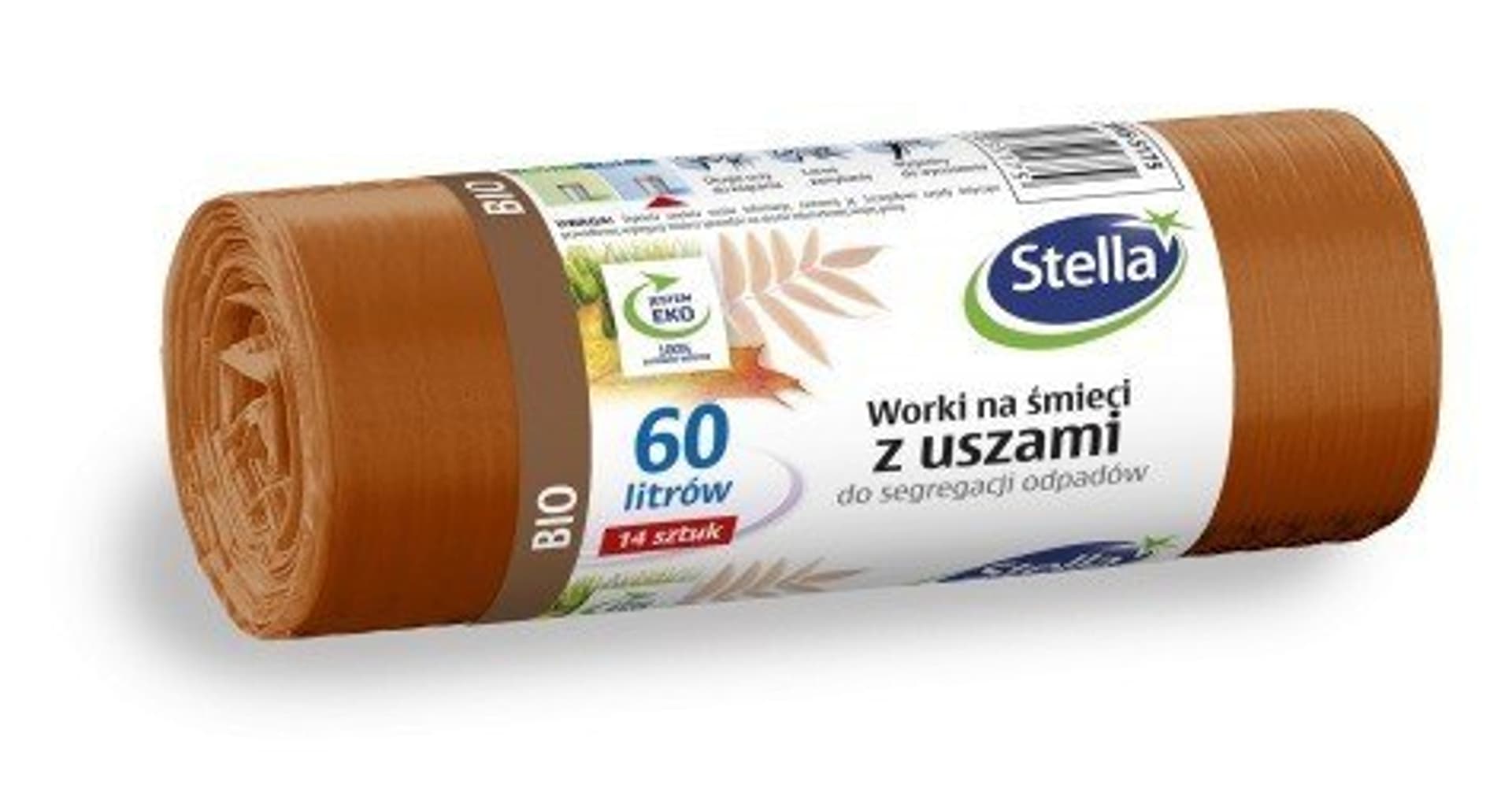 

STELLA Worki z uszami do segregacji odpadów BIO 60L brązowe 1op.-14szt