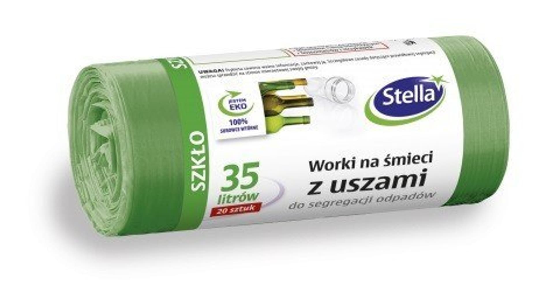 

STELLA Worki z uszami do segregacji odpadów SZKŁO 35L zielone 1op.-20szt.