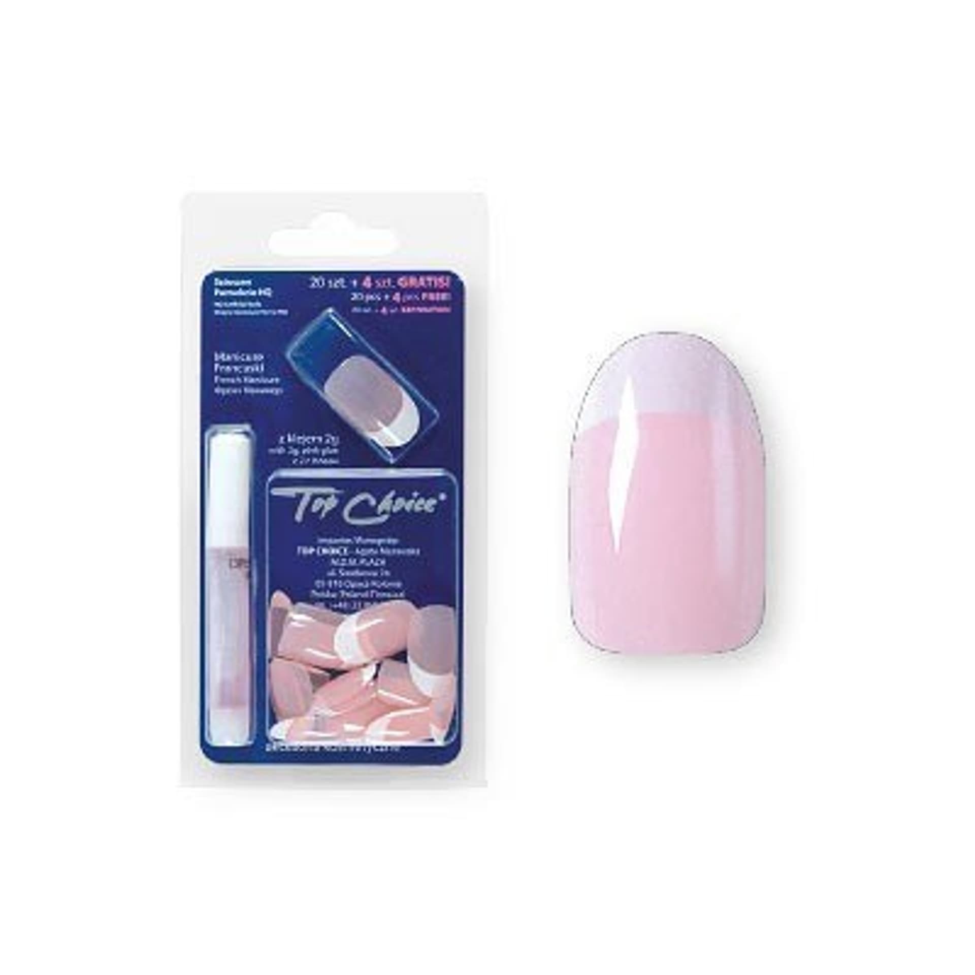 

Top Choice Pielęgnacja i zdobienie paznokci Sztuczne paznokcie Almond pink z klejem (74165) 1 op.-24szt, 74165) 1 op.-24sz