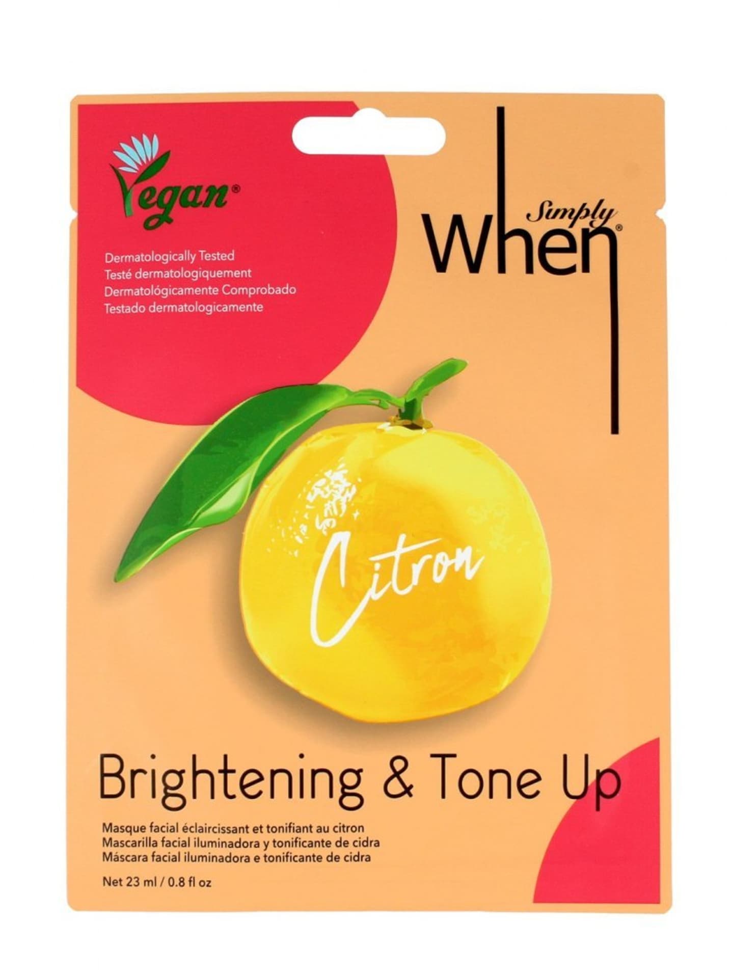 

When Simply Maska na twarz w płacie rozjaśniająco tonizująca - Citron 23ml