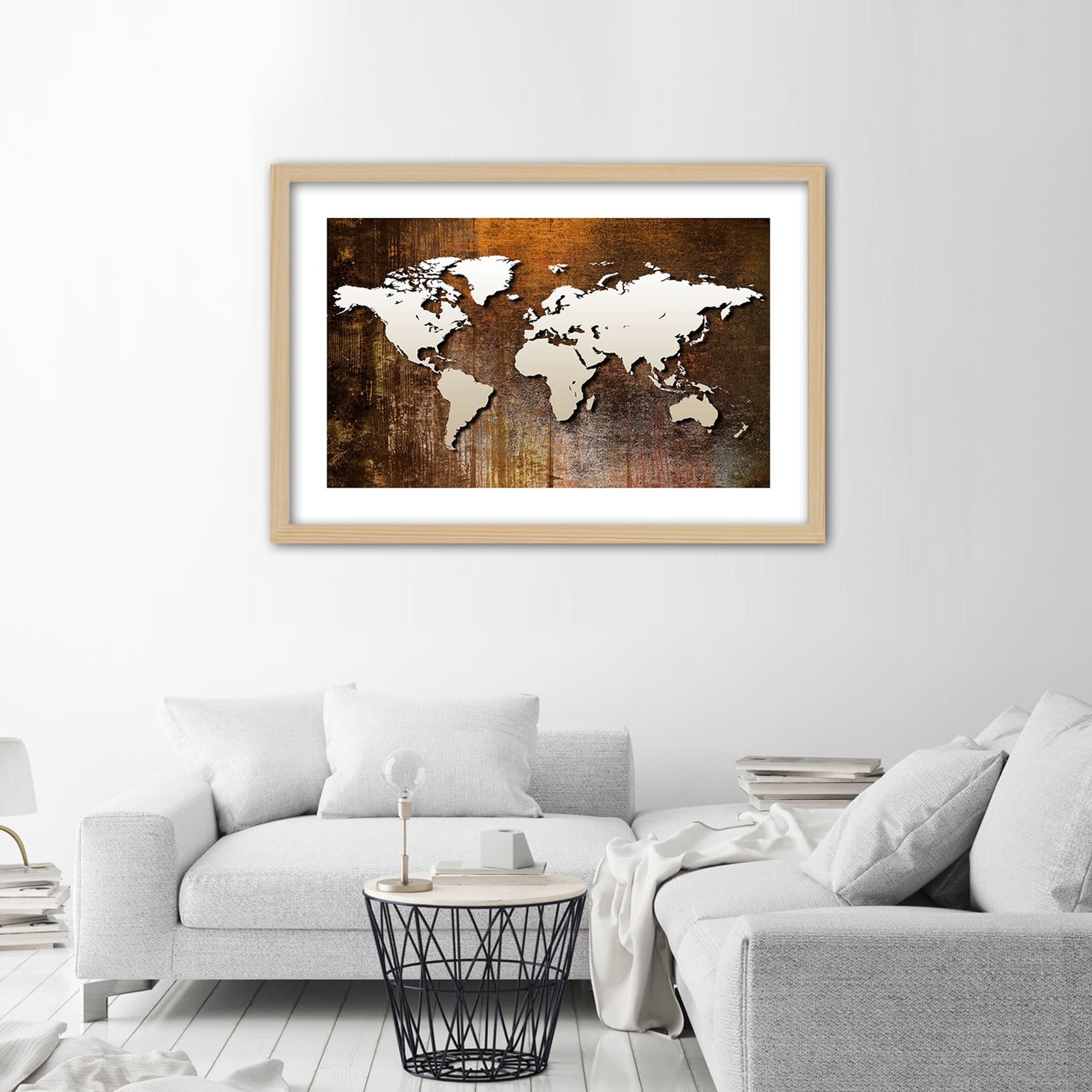 

Obraz w ramie, Mapa świata na drewnie (Rozmiar 30x20)