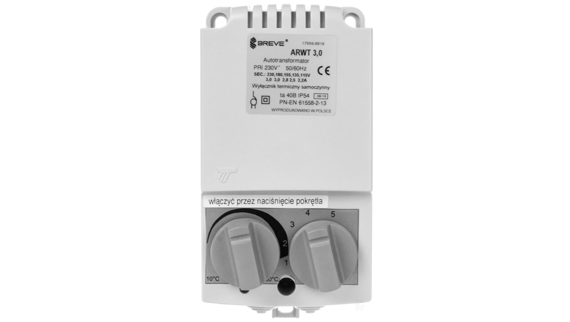 

Regulator prędkości obrotowej 1-fazowy ARWT 3.0/1 230V 3A /z termostatem/ 17886-9919