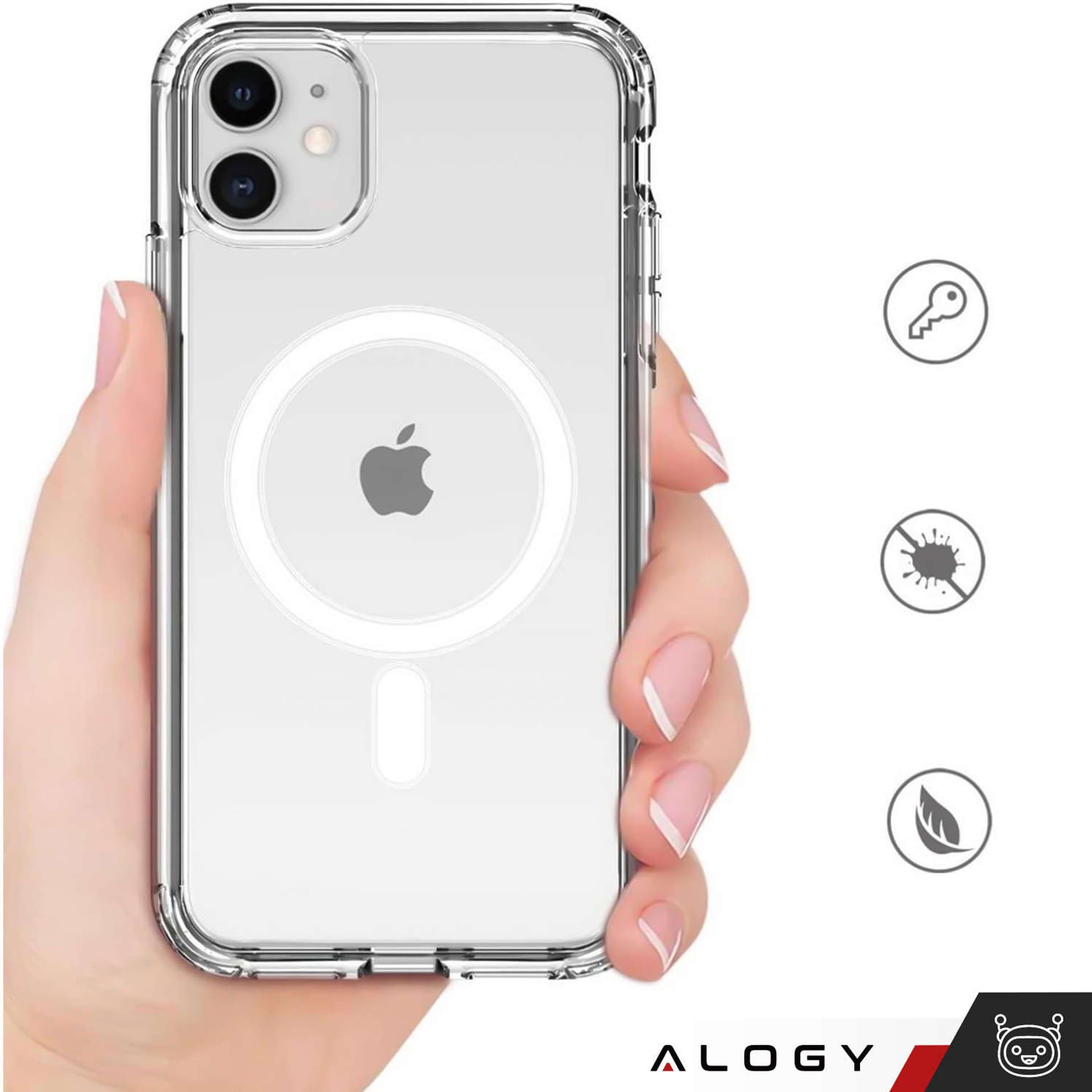 

Etui ochronne na telefon Alogy MagSafe Clear Case do Apple iPhone 11 pancerne Przezroczyste