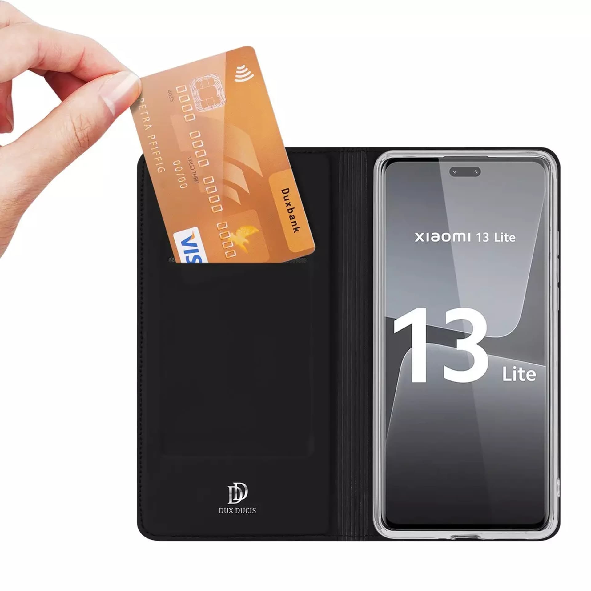 

Dux Ducis Skin Pro etui do Xiaomi 13 Lite pokrowiec z klapką portfel na kartę podstawka czarne
