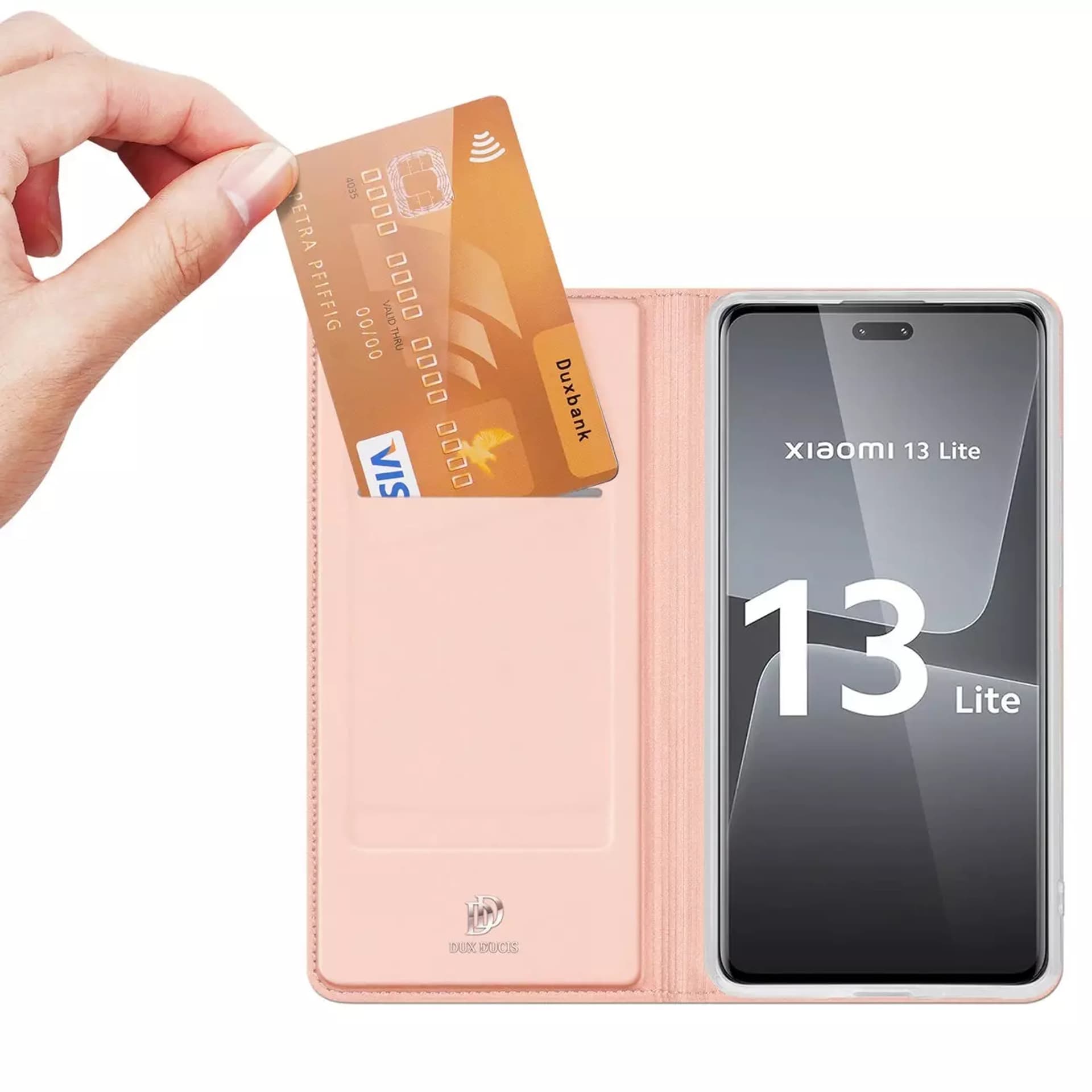 

Dux Ducis Skin Pro etui do Xiaomi 13 Lite pokrowiec z klapką portfel na kartę podstawka różowe