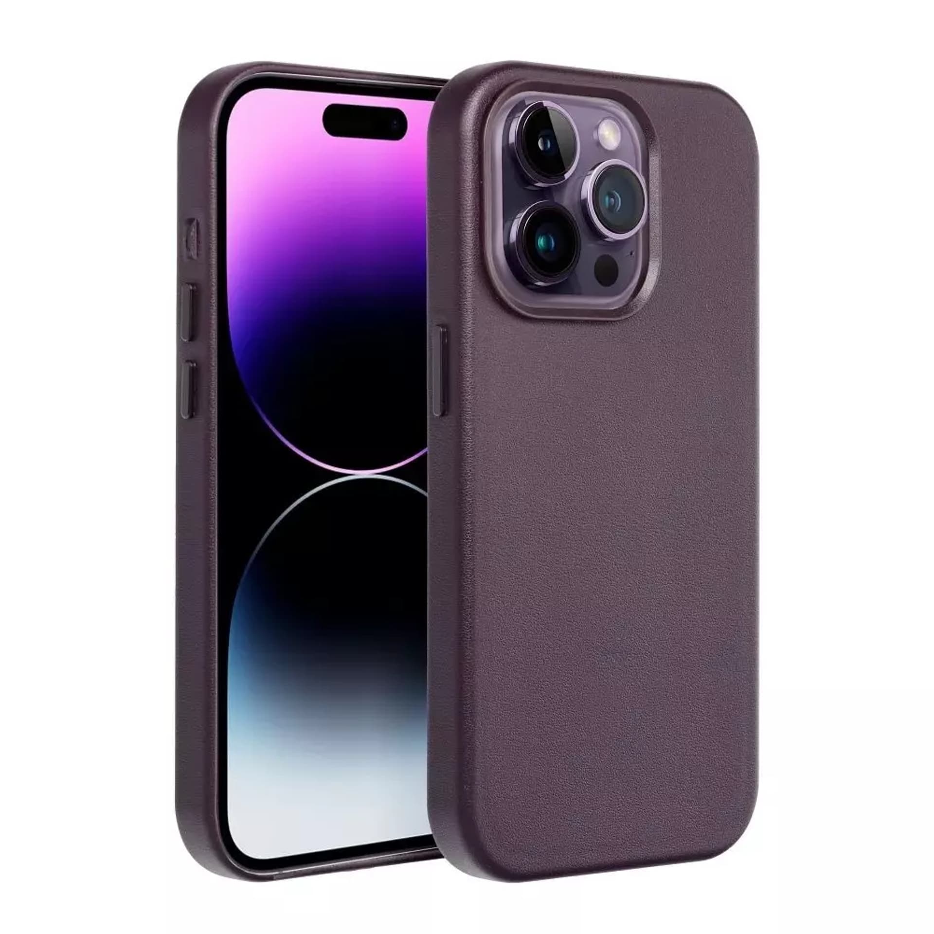 

Leather Mag Cover do IPHONE 14 PRO ciemny fioletowy