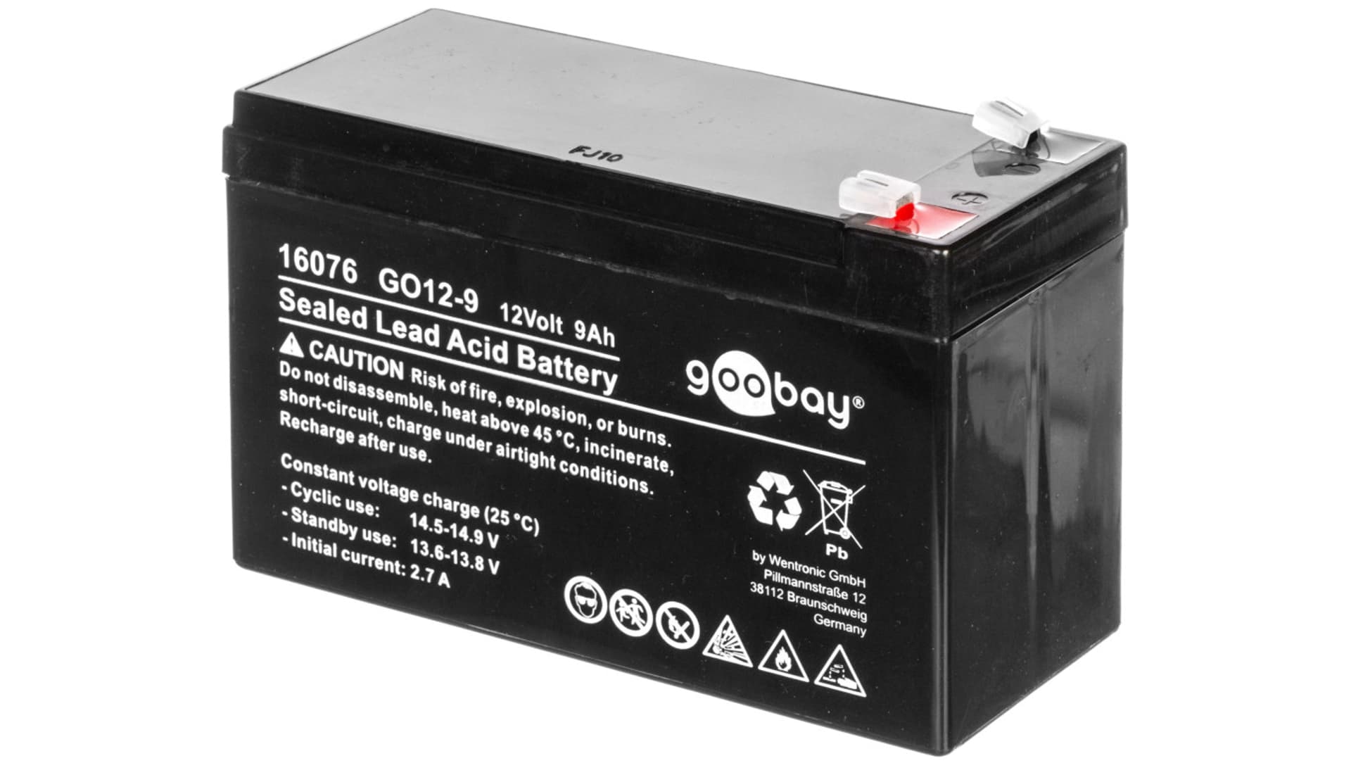 

Akumulator kwasowo-ołowiony 12V 9Ah GO12-9 Faston (4.8mm) 16076, 4.8mm) 1607