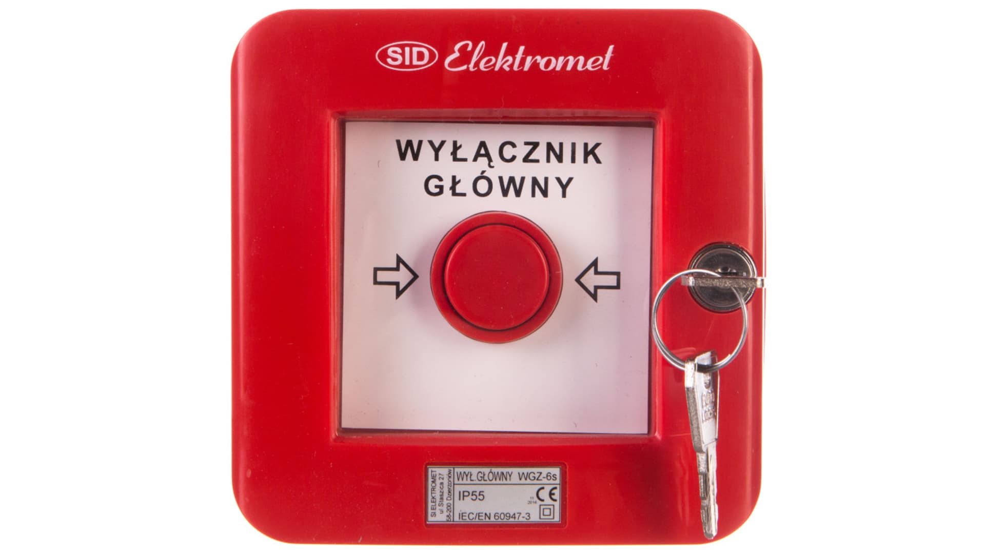 

Wyłącznik alarmowy z zamkiem 4R /WYŁĄCZNK GŁÓWNY/ IP55 WGZ-6s 921495