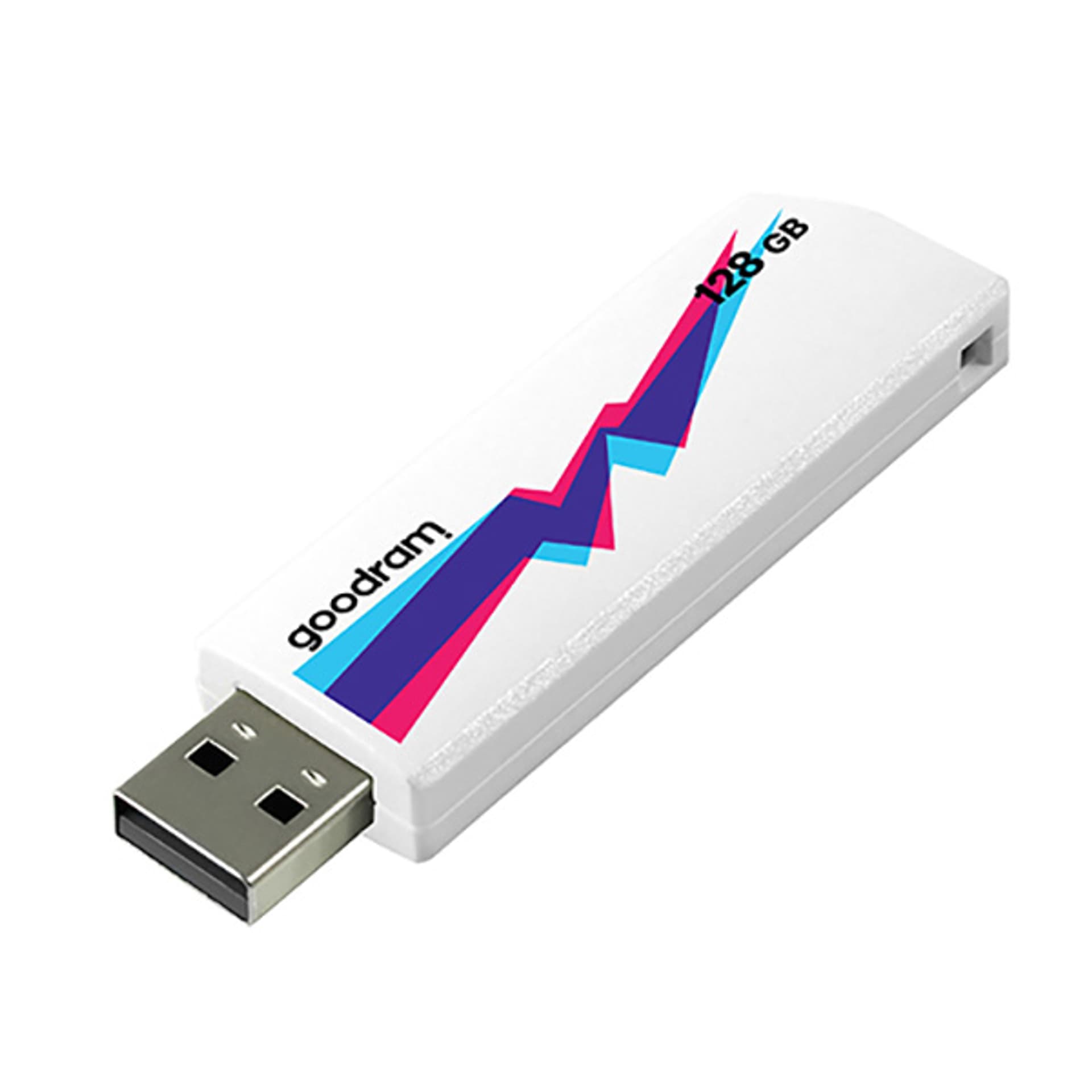 

Goodram USB flash disk, USB 2.0, 128GB, UCL2, biały, UCL2-1280W0R11, USB A, wysuwane złącze