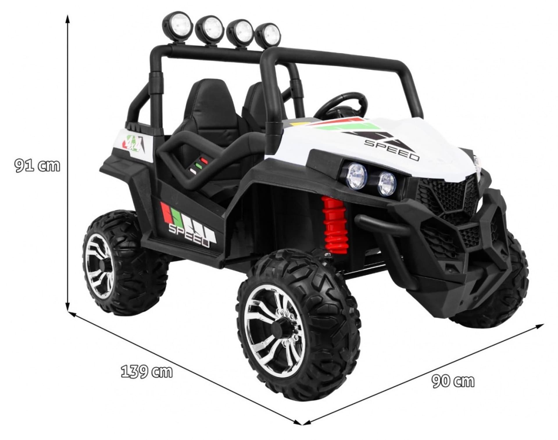 

Terenowe Grand Buggy Lift dla dzieci Biały + Napęd 4x4 + Pilot + Bagażnik + Radio MP3 + LED