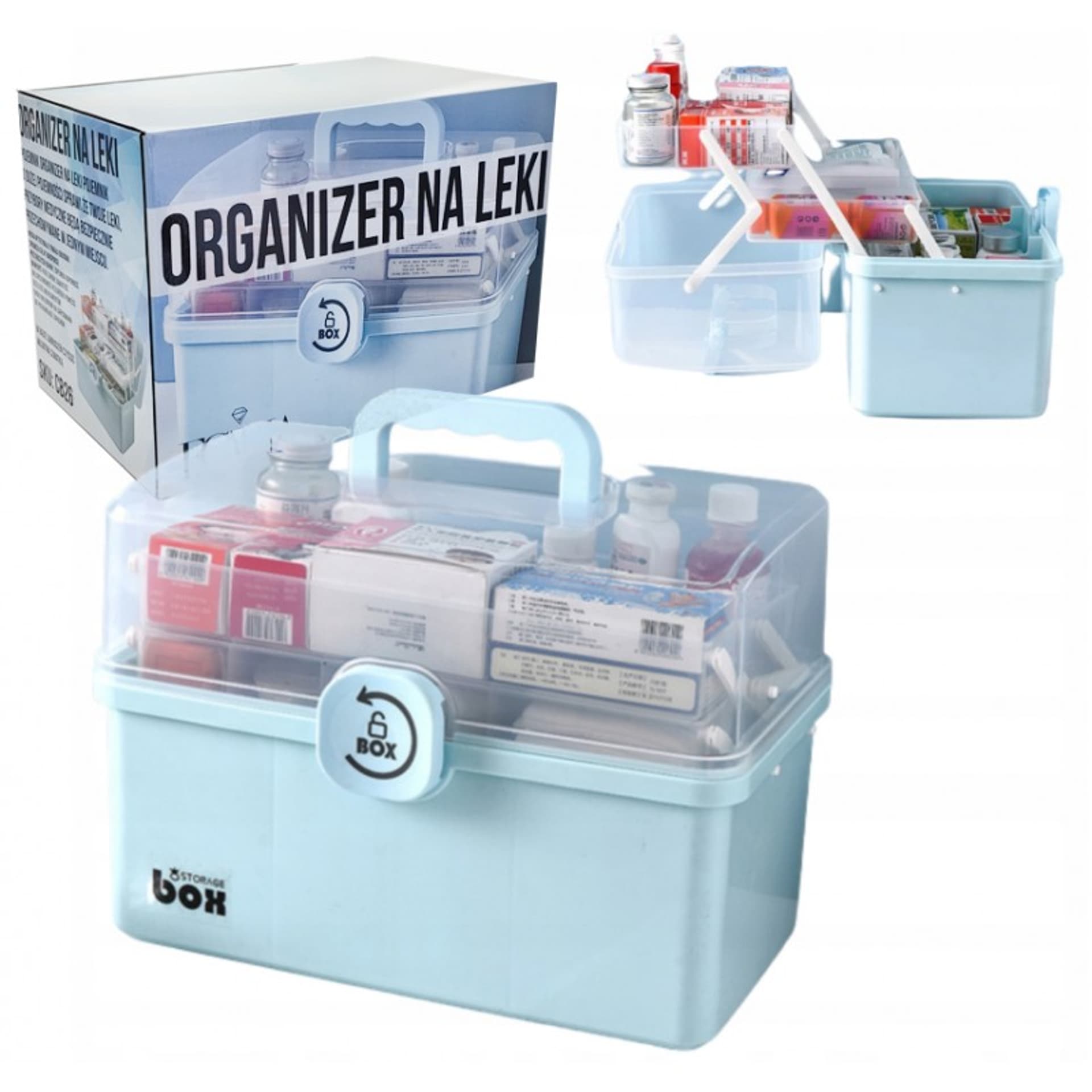 

Organizer, kasetka, szkatułka na leki Niebieska CB26