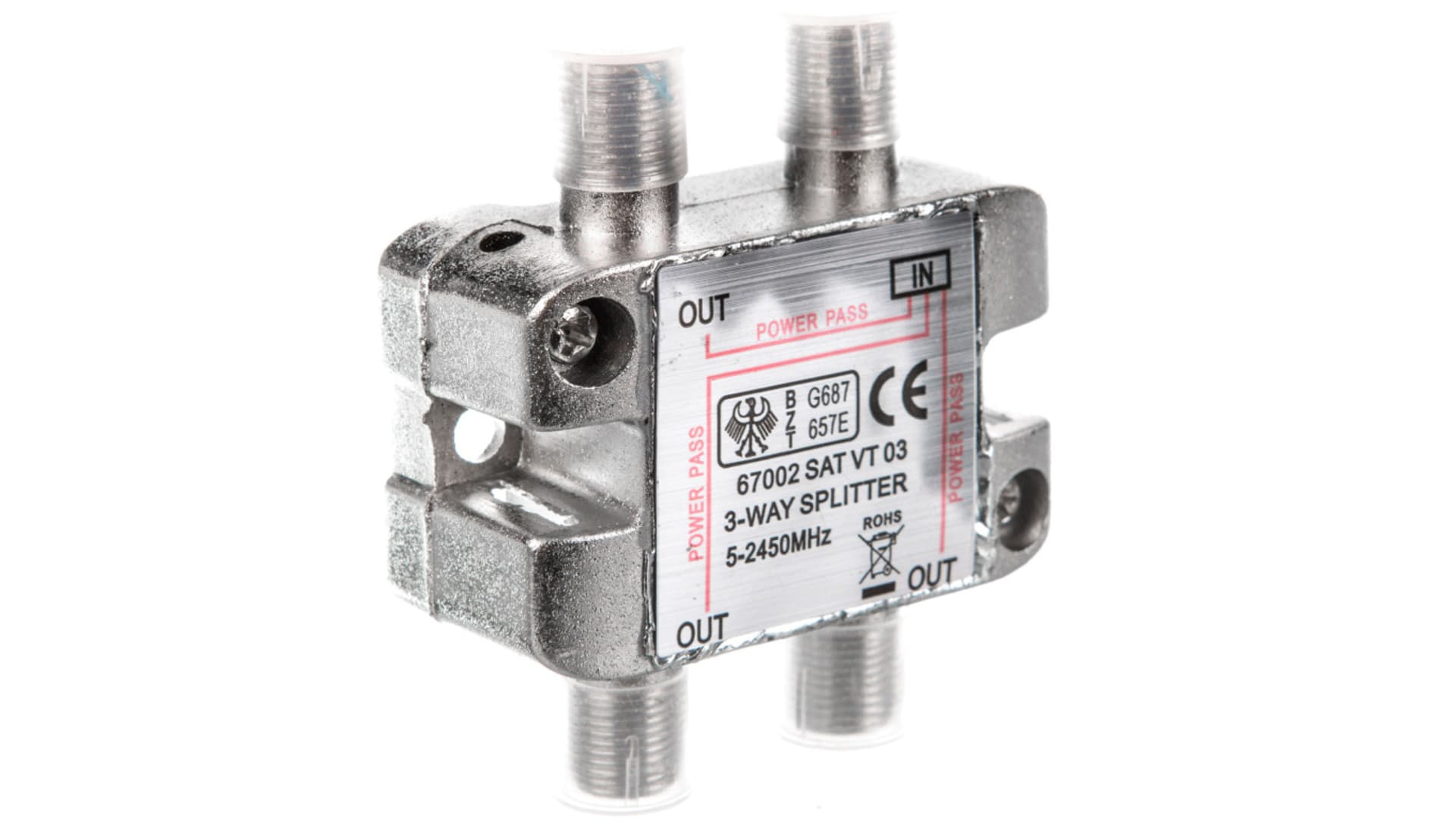 

Rozdzielacz sygnału SAT splitter 1x F / 3x F 5-2500MHz 67002