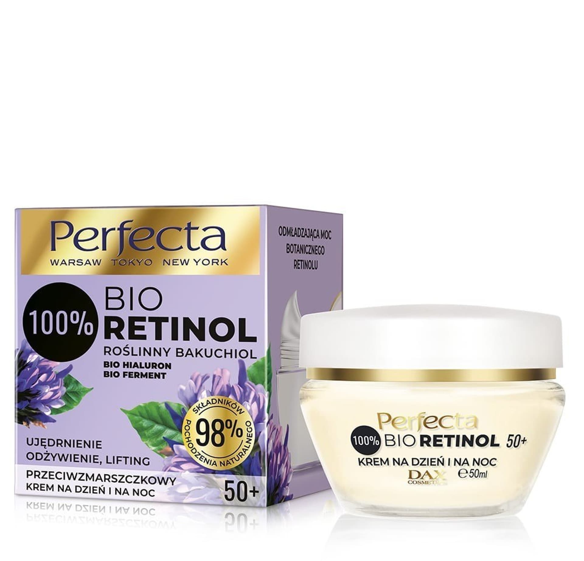 

Perfecta 100% Bio Retinol 50+ Przeciwzmarszczkowy Krem na dzień i noc -ujędrnienie,odżywienie i lifting 50ml