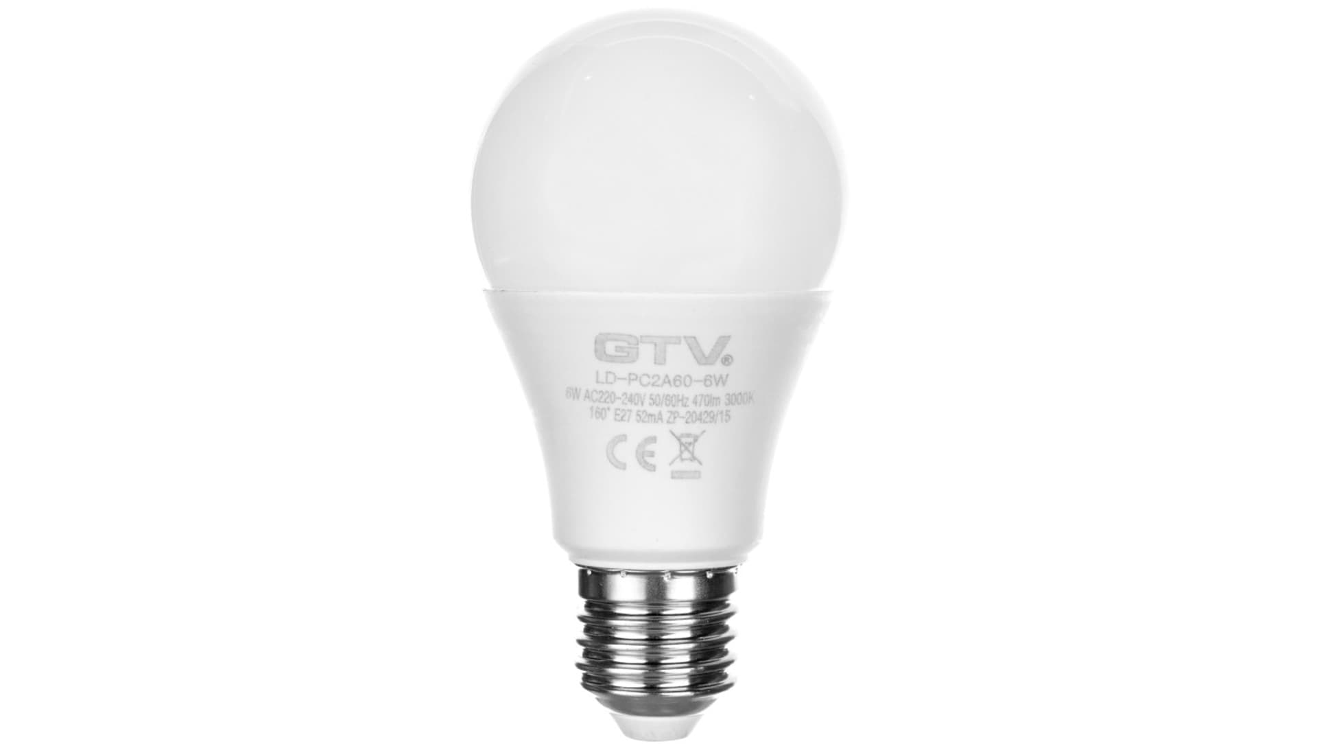 

Żarówka LED E27 6W 470lm 3000K AC230V 160st. LD-PC2A60-6W