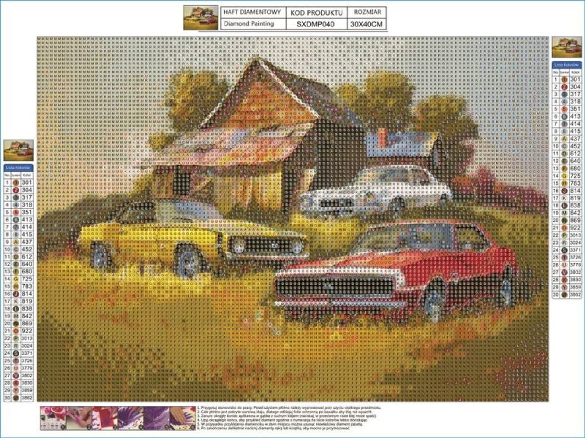 

Haft Diamentowy, Obraz, Mozaika Diamentowa Diamond Painting, CHEVROLET CAMARO SS - 3 KLASYKI 40x30cm AUTO SAMOCHÓD