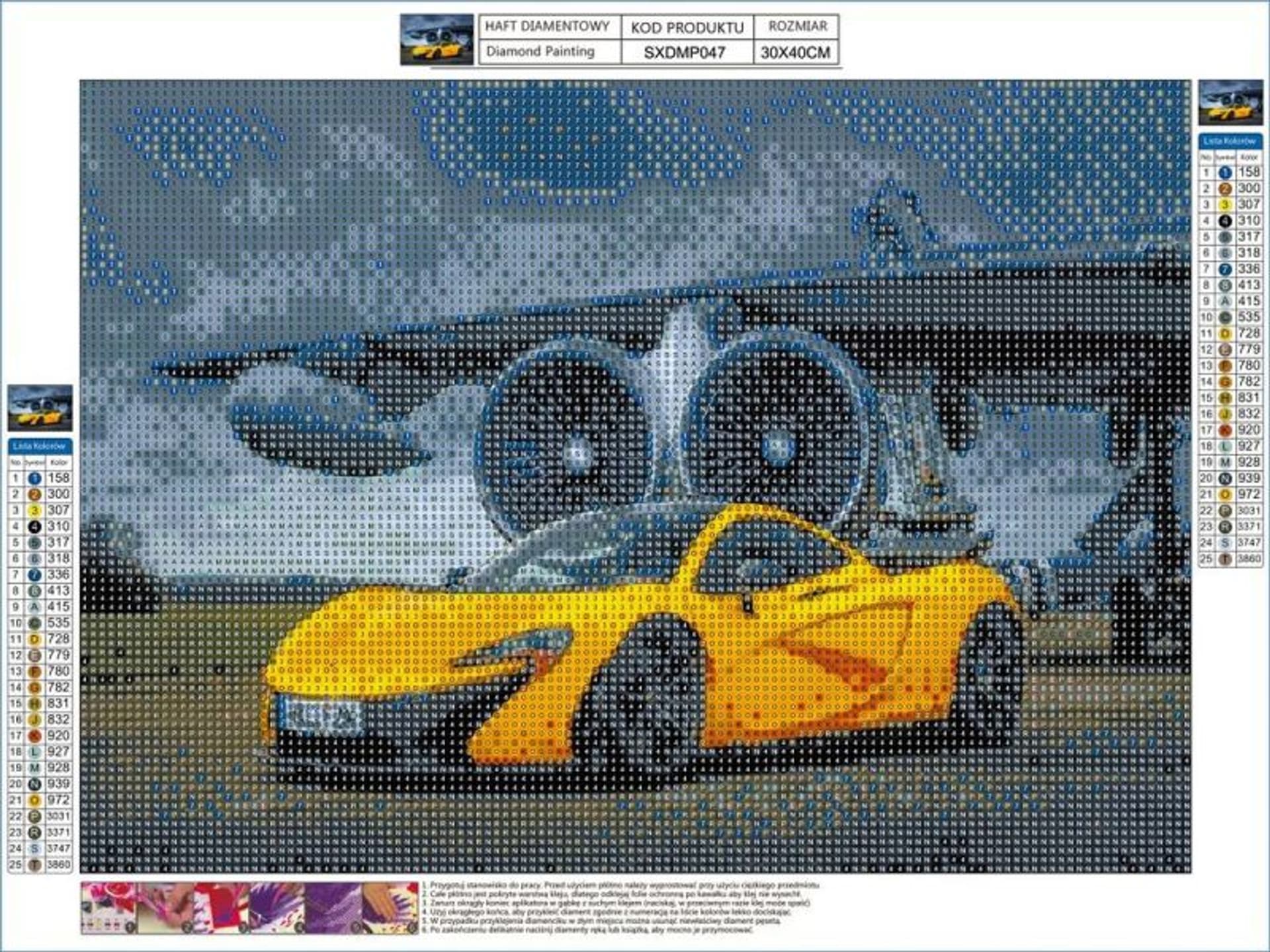 

Haft Diamentowy, Obraz, Mozaika Diamentowa Diamond Painting, ŻÓŁTY MCLAREN 40x30cm