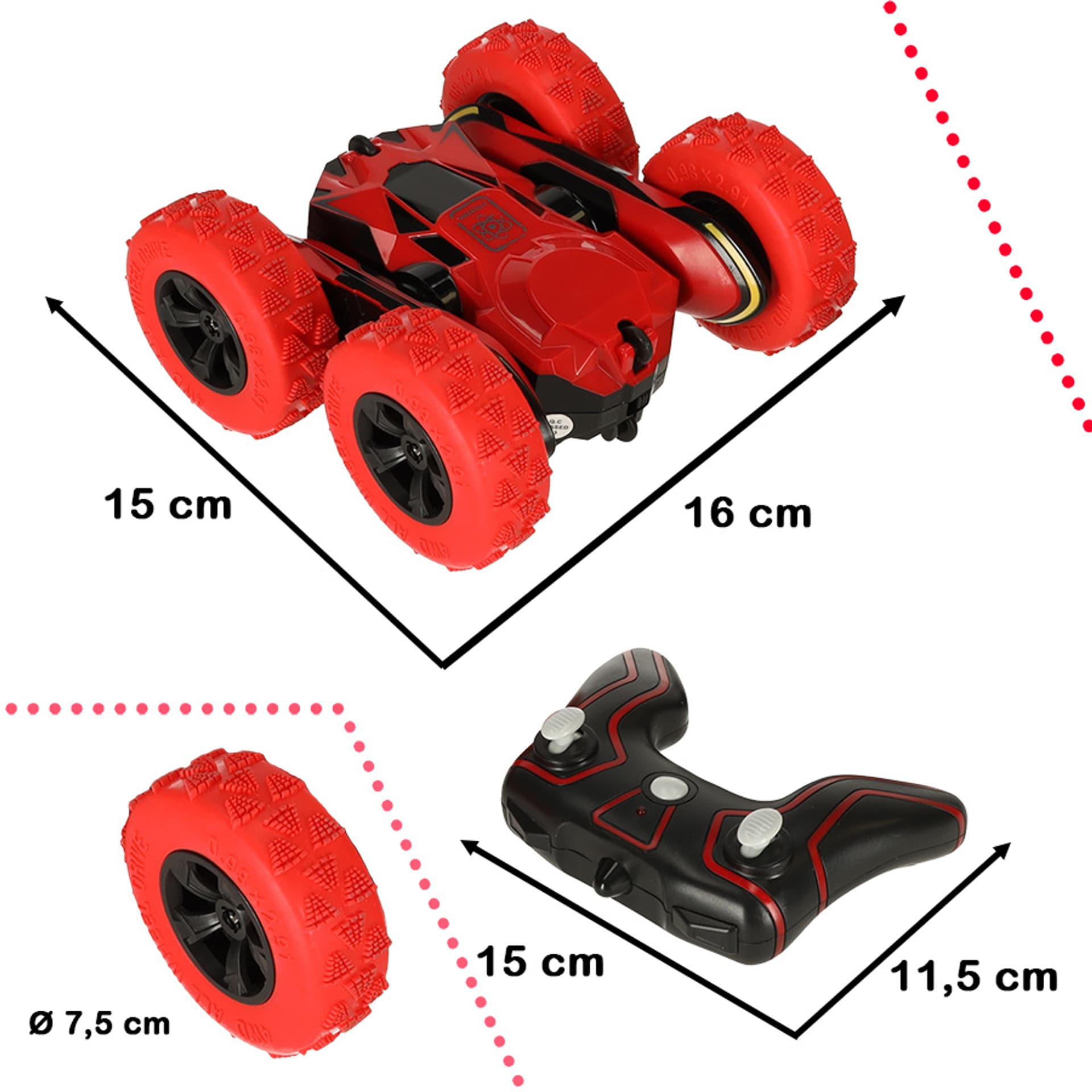 

Samochód zdalnie sterowany na pilota RC Stunt Car Akrobata czerwony