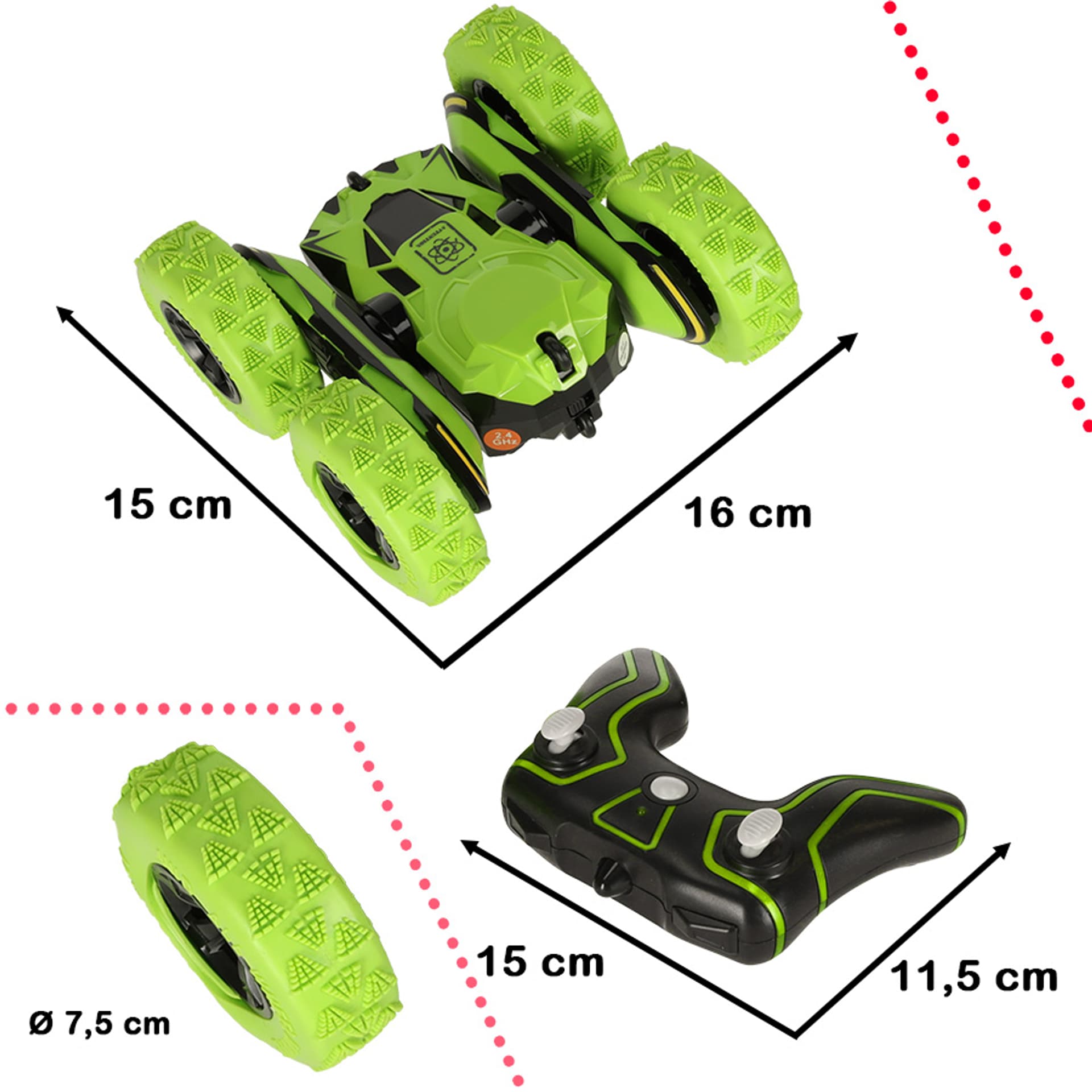 

Samochód zdalnie sterowany na pilota RC Stunt Car Akrobata zielony