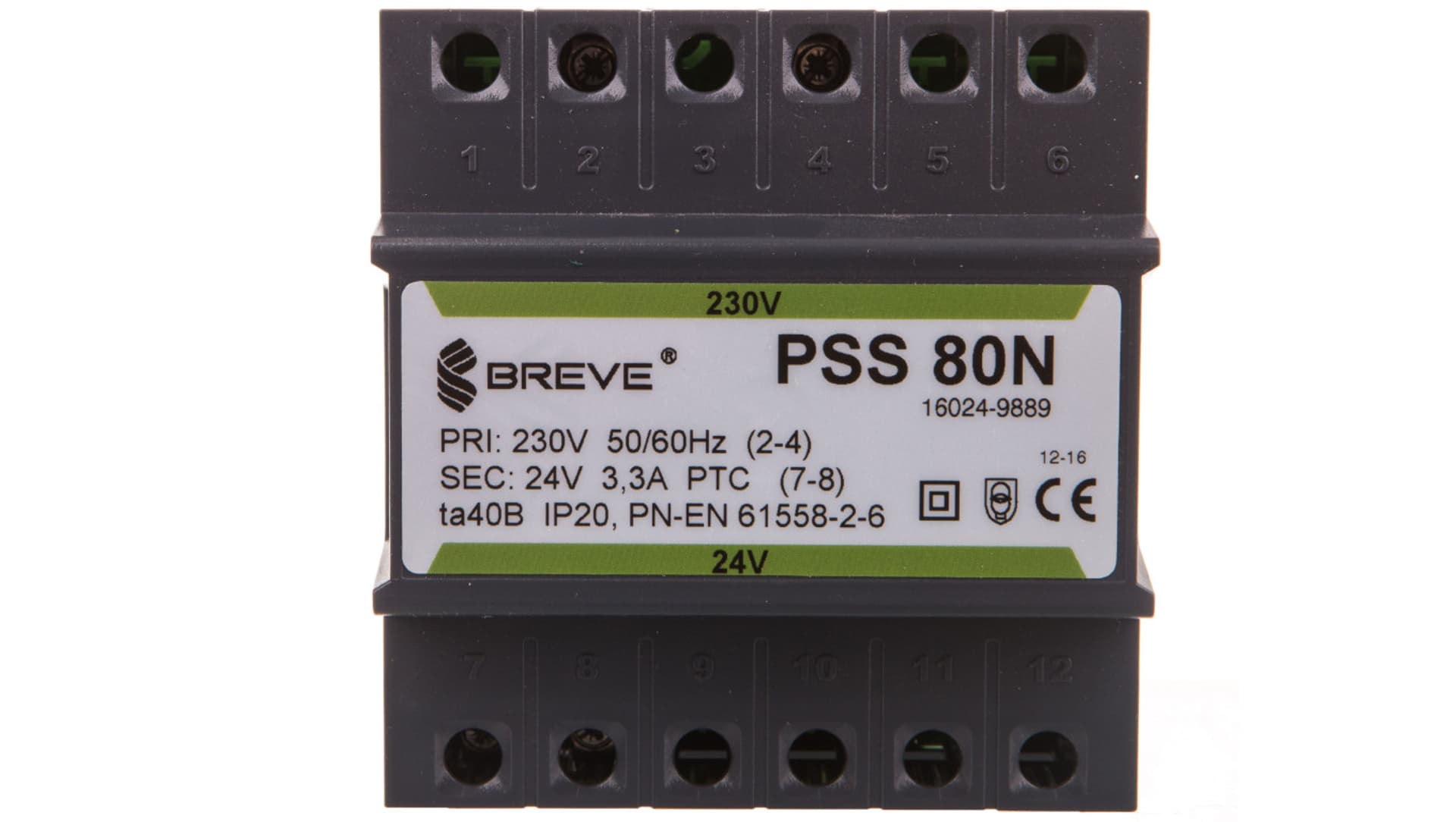 

Transformator 1-fazowy modułowy PSS 80N 80VA 230/24V /na szynę/ 16024-9889