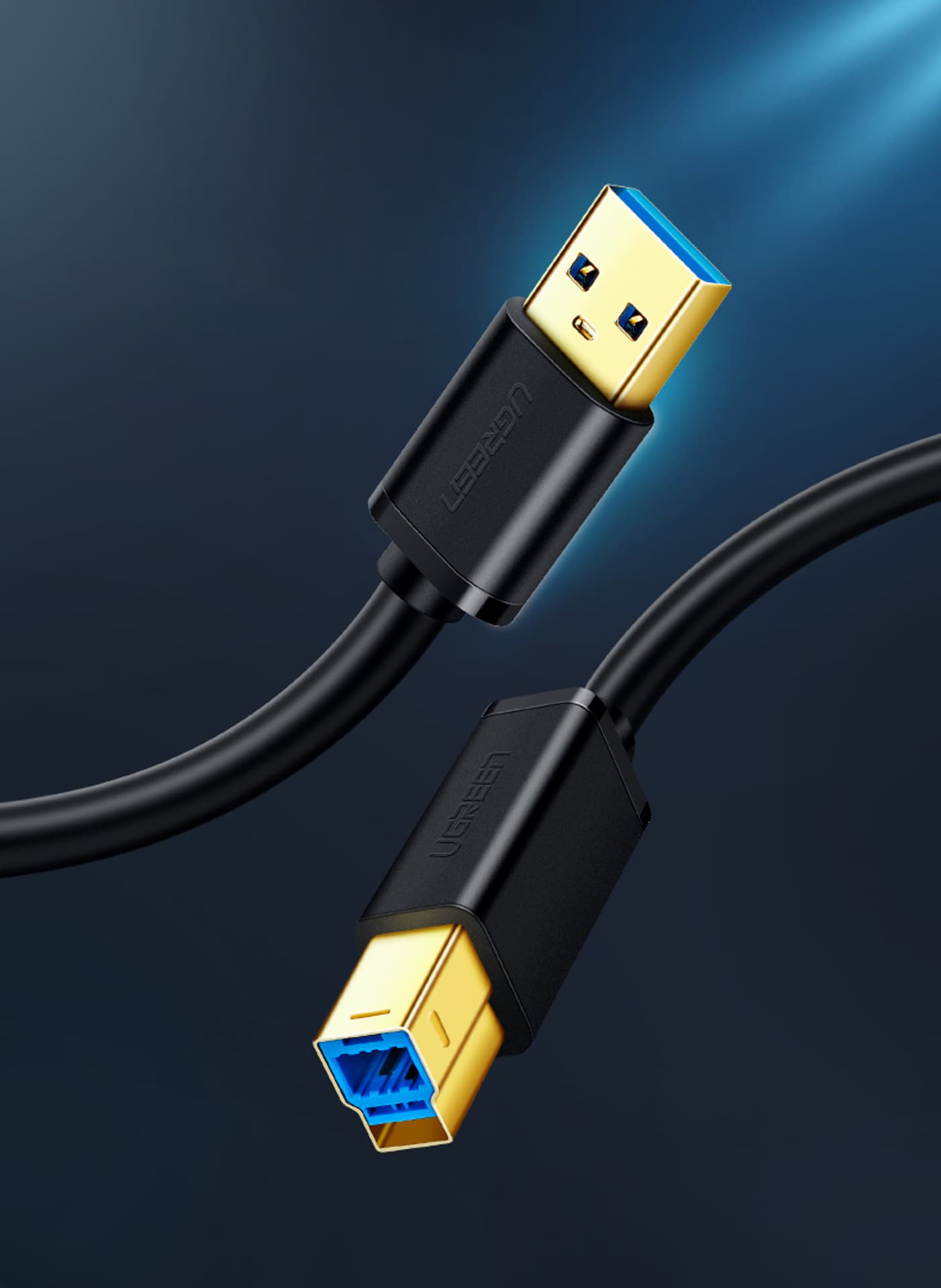 

Kabel USB 3.0 A-B UGREEN US210 do drukarki, 2m (czarny)