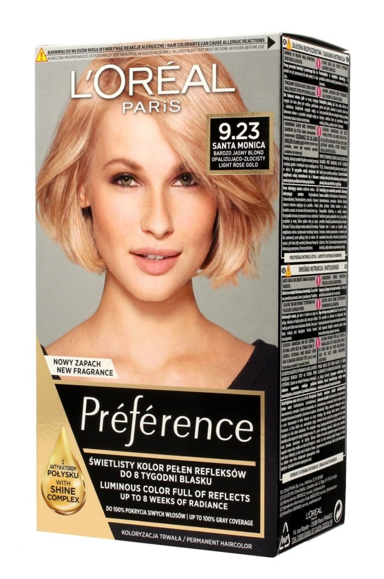 

Loreal Farba Recital Preference 9.23 Bardzo Jasny Blond Opalizująco Złocisty 1op