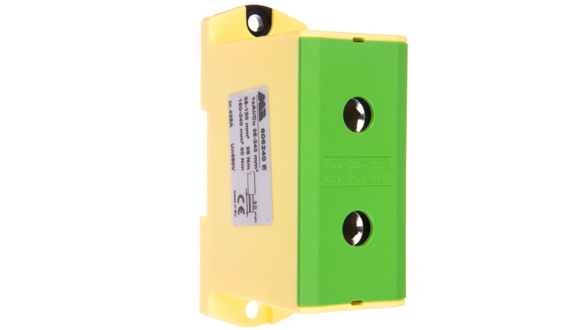 

Złączka szynowa 1-torowa 35-240mm2 żółto-zielona EURO OTL 240 1xAl/Cu 606240 E