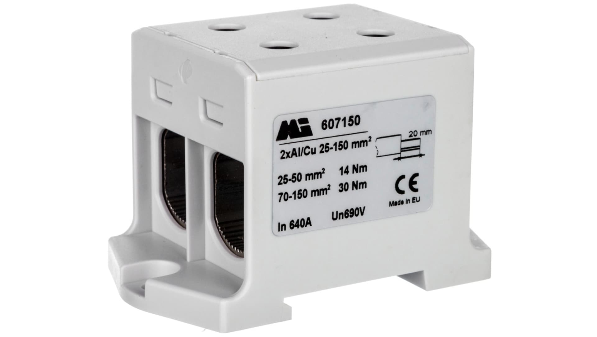 

Złączka szynowa 2-torowa 35-150mm2 szara EURO multiOTL 150 2xAl/Cu 607150