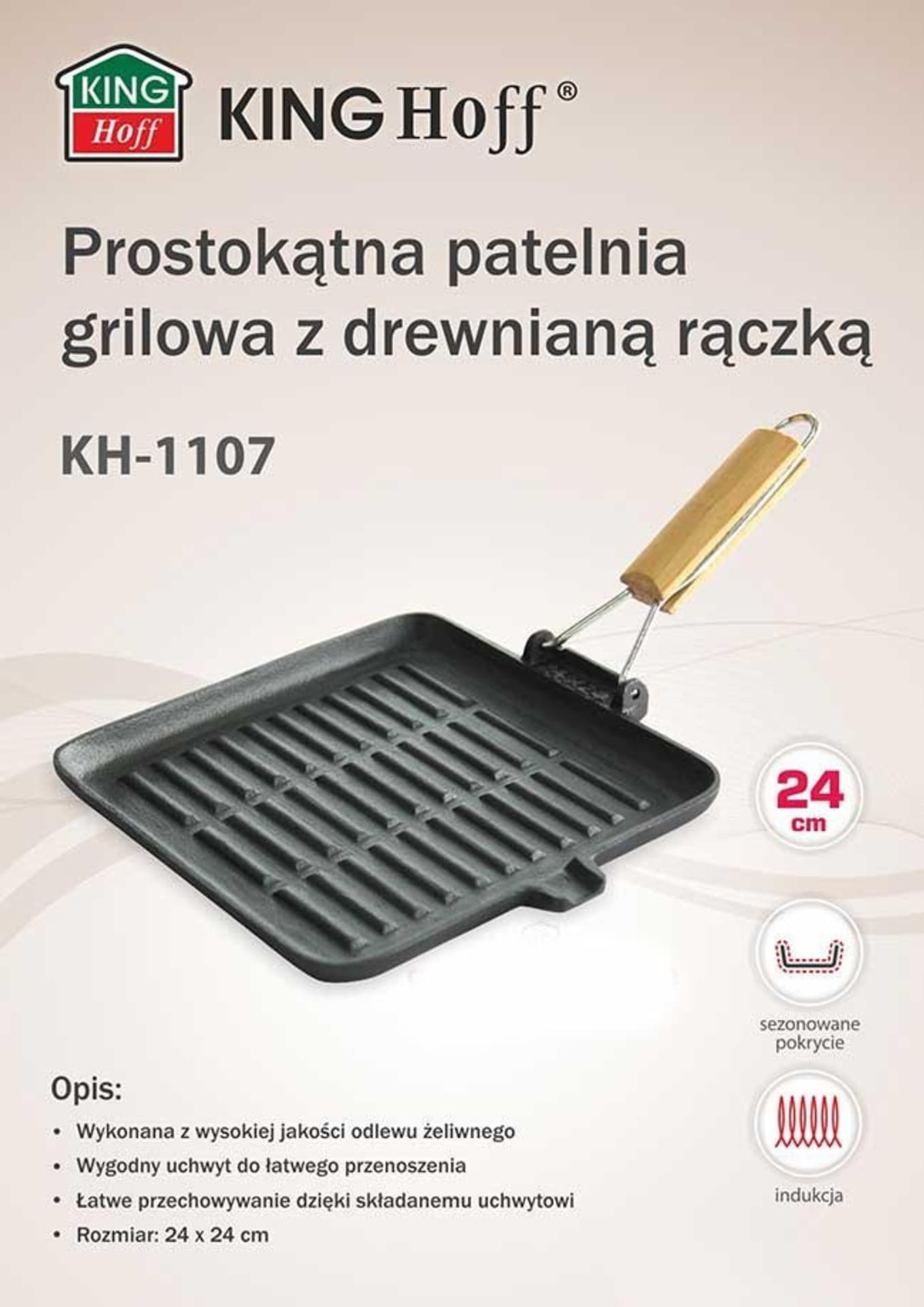 

ŻELIWNA PATELNIA GRILLOWA KINGHOFF KH-1107 24cm