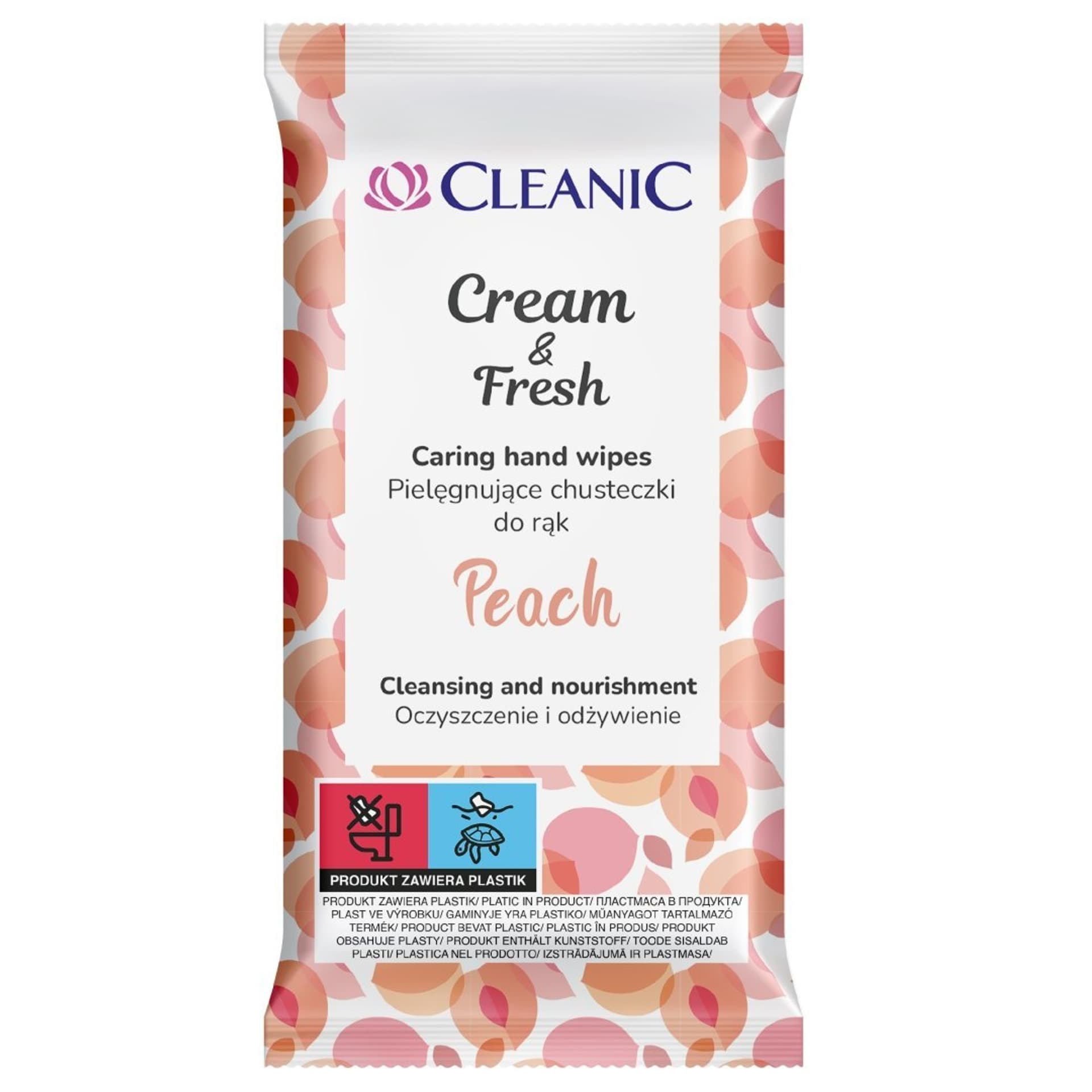 

CLEANIC Pielęgnujące Chusteczki do rąk Cream & Fresh - Peach 1op-15szt