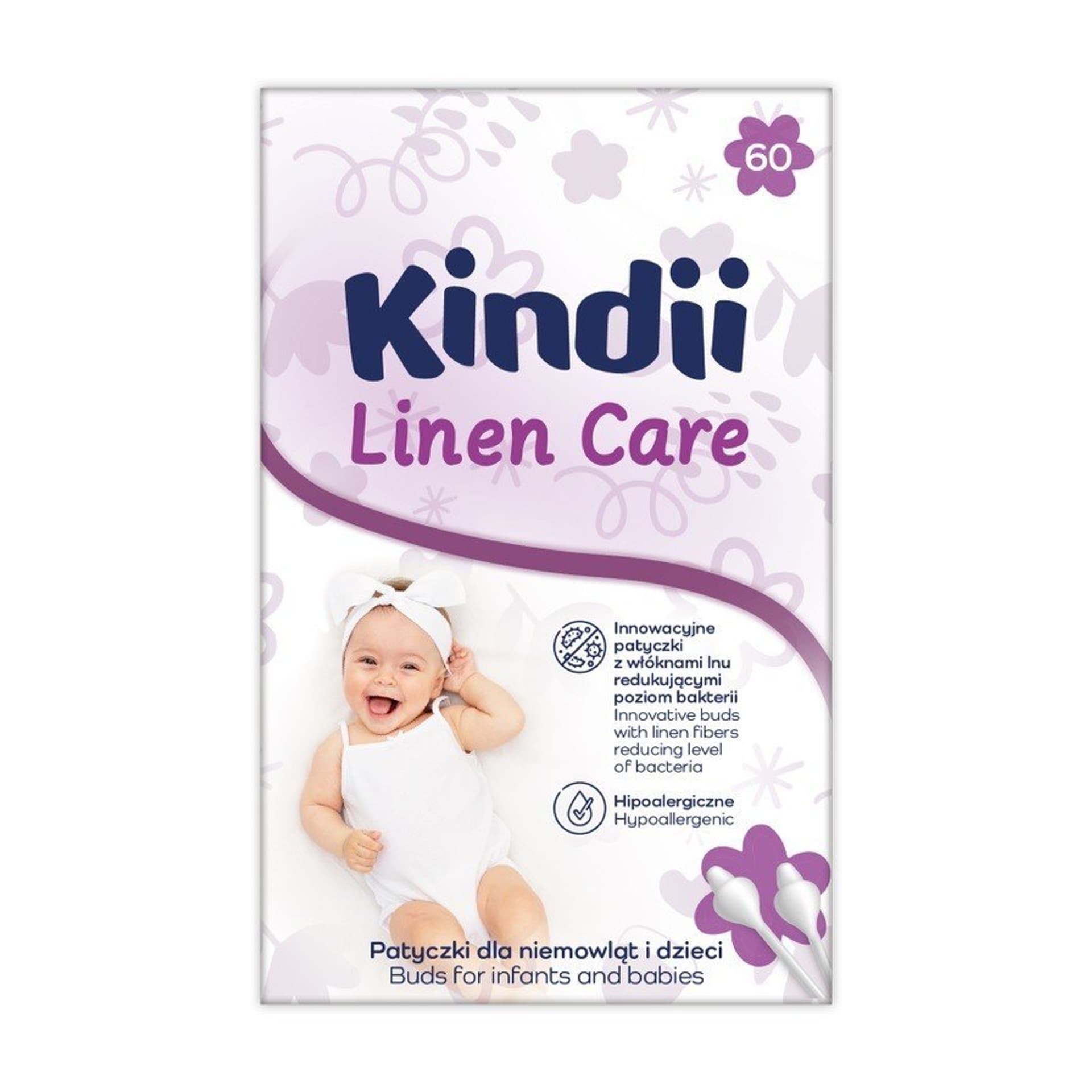 

KINDII Patyczki dla niemowląt i dzieci Linen Care 1op.-60szt