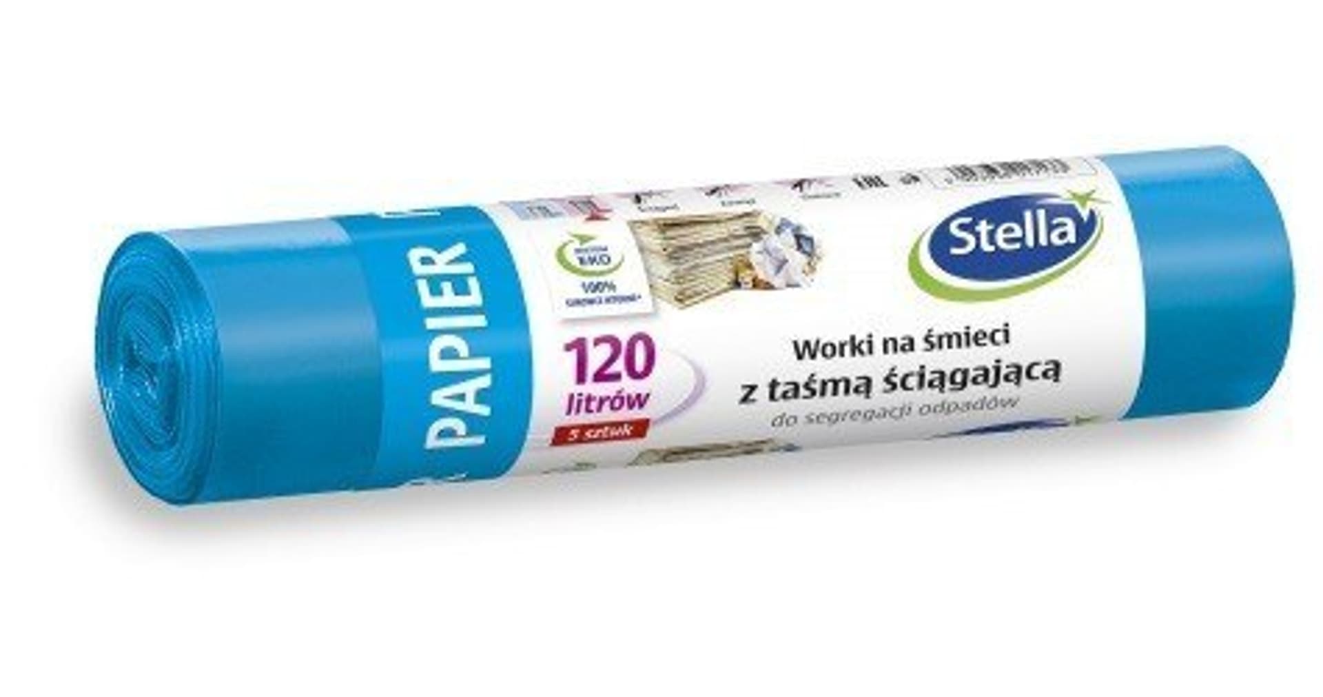 

STELLA Worki z taśmą ściągającą do segregacji PAPIER 120L niebieskie 1op.-5szt.