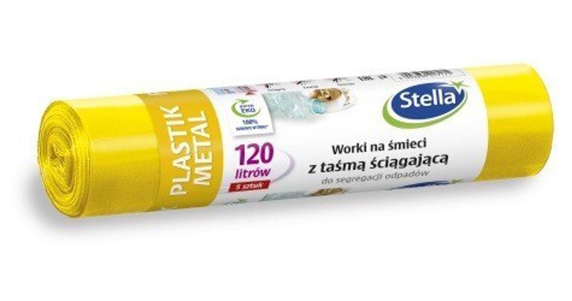 

STELLA Worki z taśmą ściągającą do segregacji PLASTIK METAL 120L żółte 1op.-5szt.