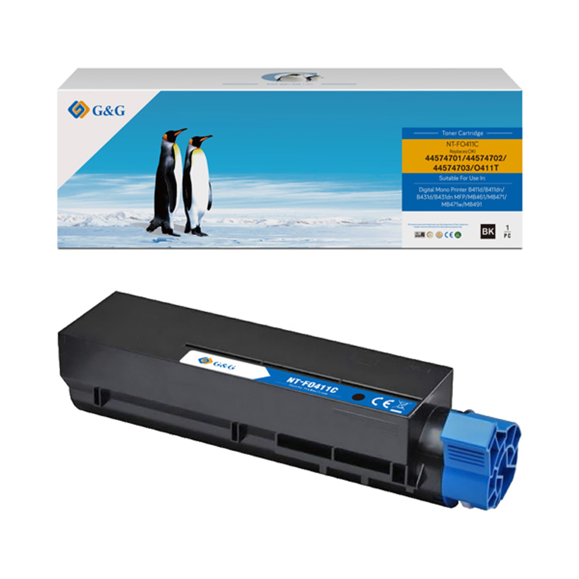 

G&G kompatybilny toner z NT-FO411C, 44574702, black, 4000s, dla OKI B411, B431, N