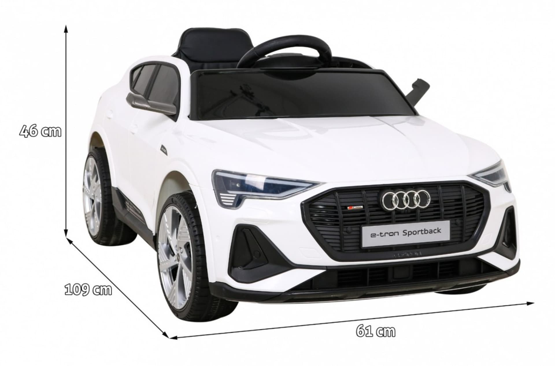 

Audi E-Tron Sportback dla dzieci Biały + Pilot + Napęd 4x4 + Wolny Start + Radio MP3 + LED