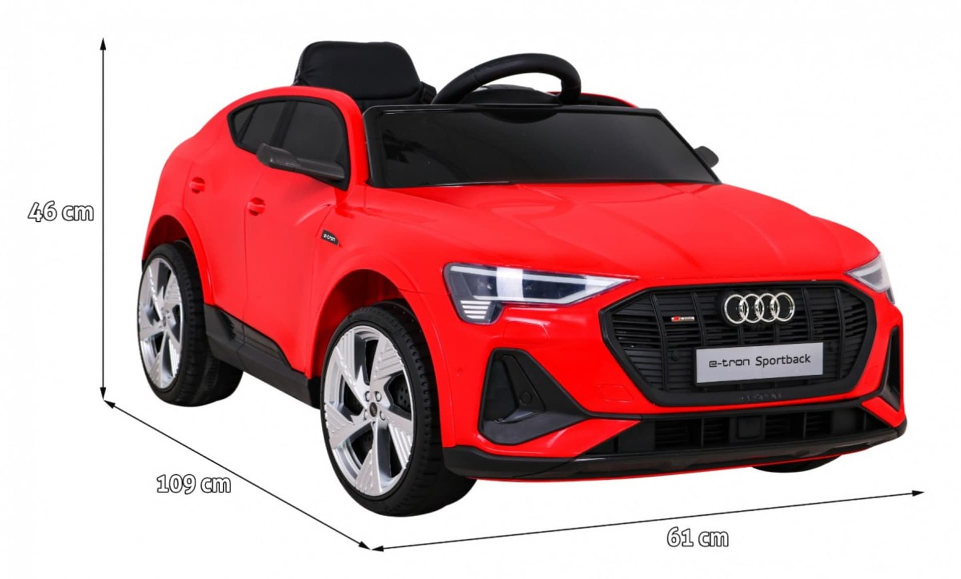 

Audi E-Tron Sportback dla dzieci Czerwony + Pilot + Napęd 4x4 + Wolny Start + Radio MP3 + LED