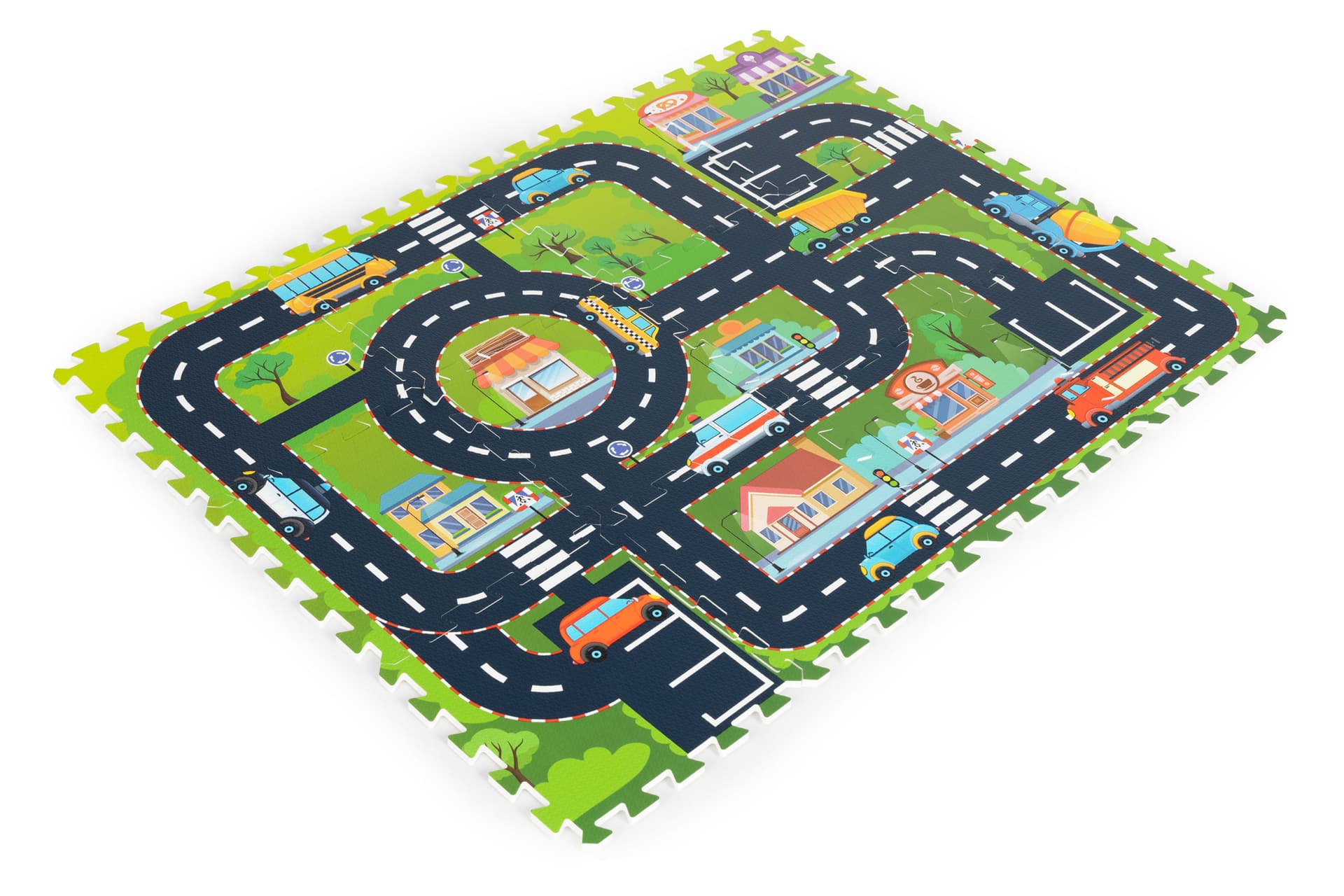 

Mata piankowa dla dzieci puzzle miasto ulice drogi