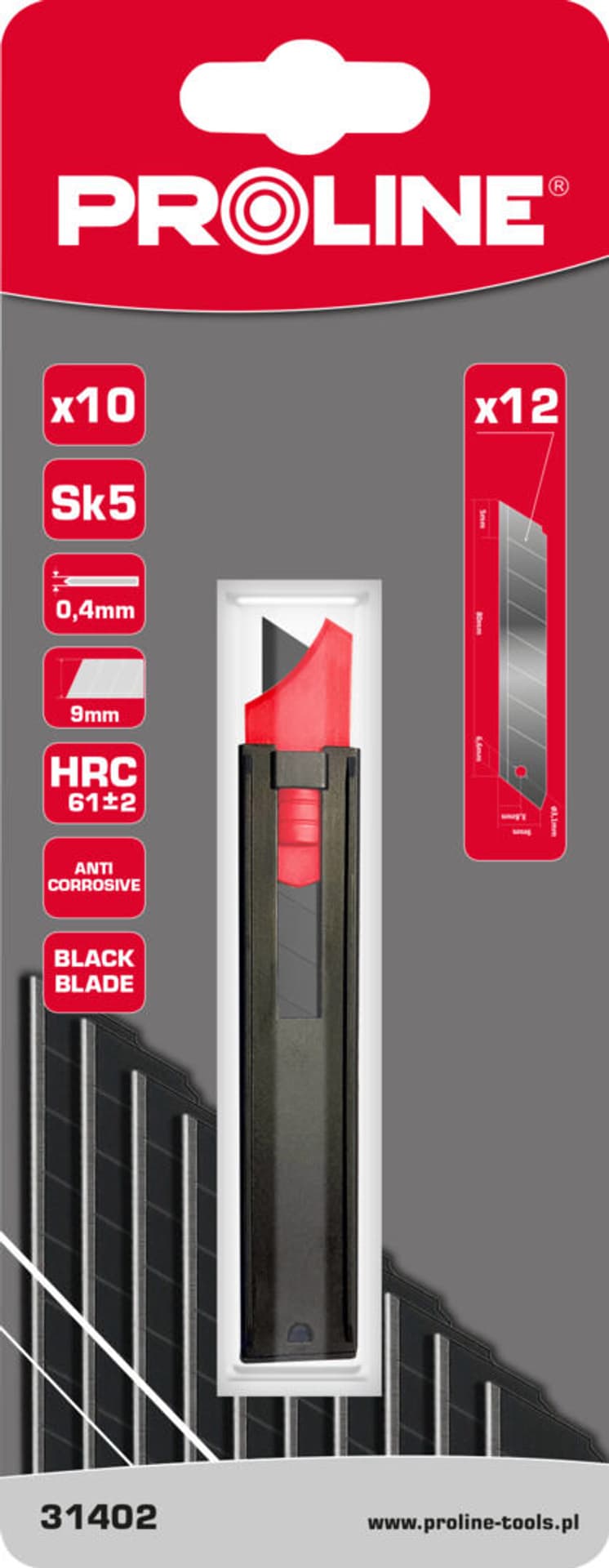 

OSTRZE WYMIENNE 9*0,4MM SK5 SZT.10 CZARNE KARTA PROLINE