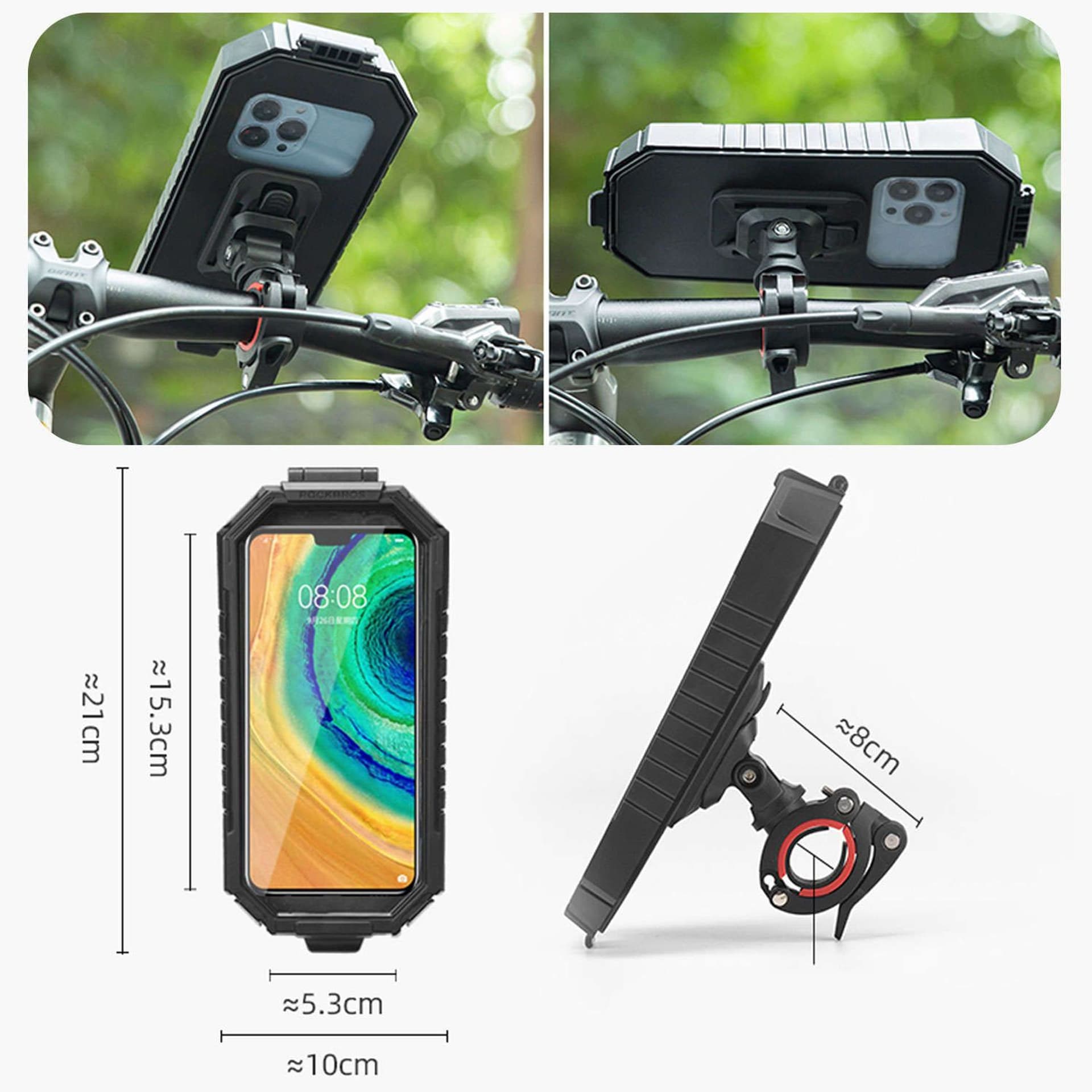 

Uchwyt rowerowy wodoodporny RockBros Waterproof na rower hulajnogę motocykl kierownicę regulowany do telefonu 6.9 cali