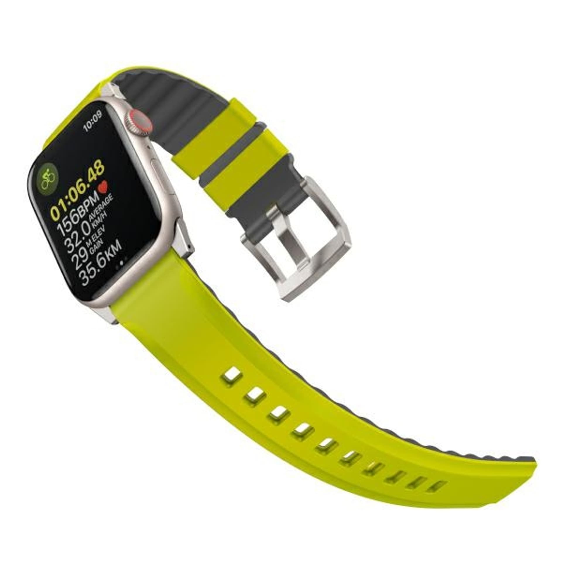 

UNIQ pasek Linus Apple Watch Series 1/2/3/4/5/6/7/8/9/SE/SE2/Ultra/Ultra 2 42/44/45/49mm Airosoft Silicone limonkowy/lime green