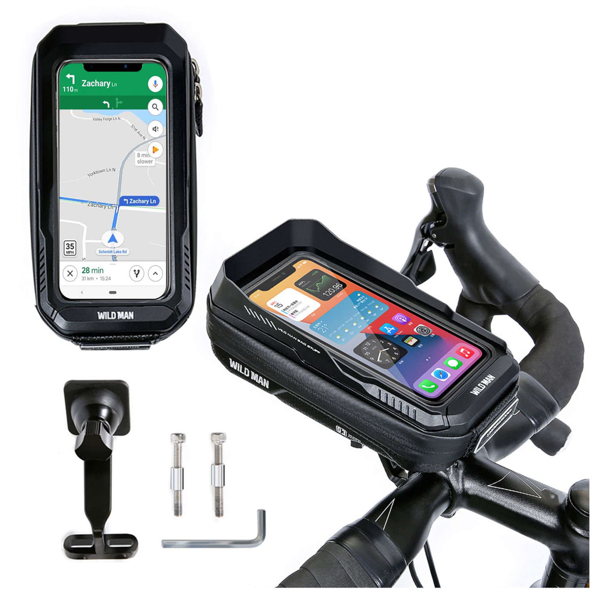

Etui torba wodoodporna sakwa na rower Wildman XT3X uchwyt rowerowy na telefon 6.8 cali na kierownicę 0.5L czarny