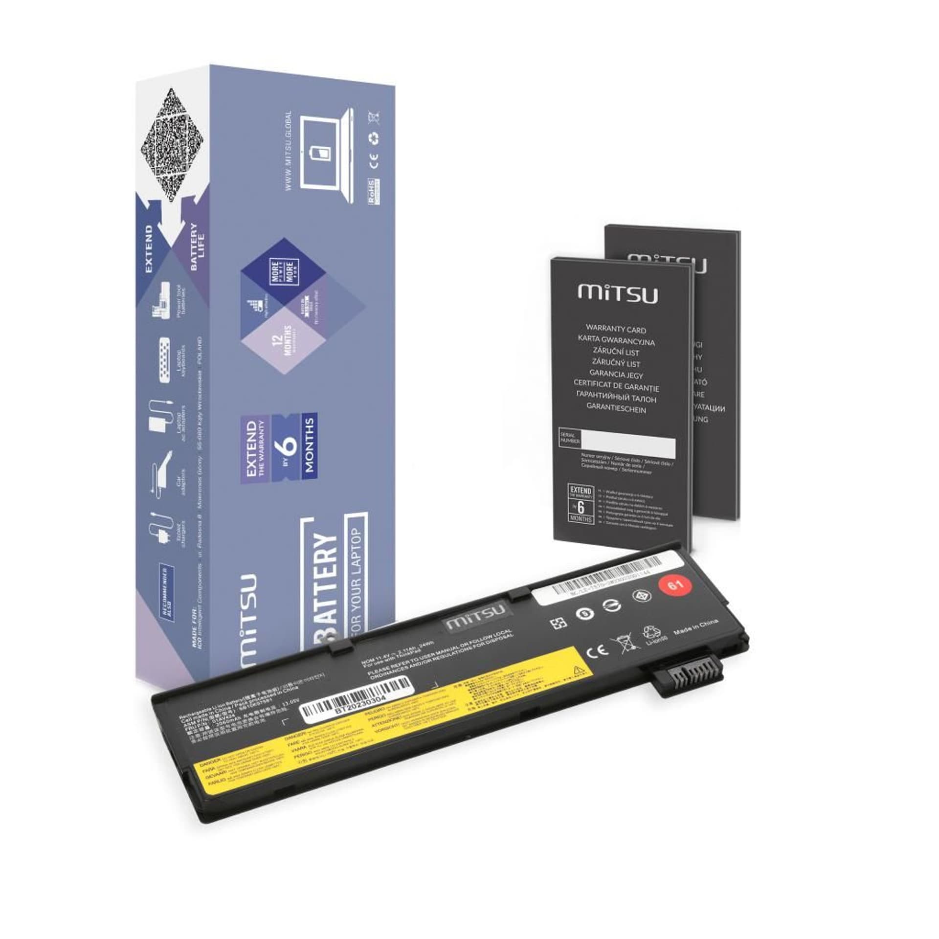 

Bateria Mitsu do Lenovo ThinkPad T570 (2100mAh)