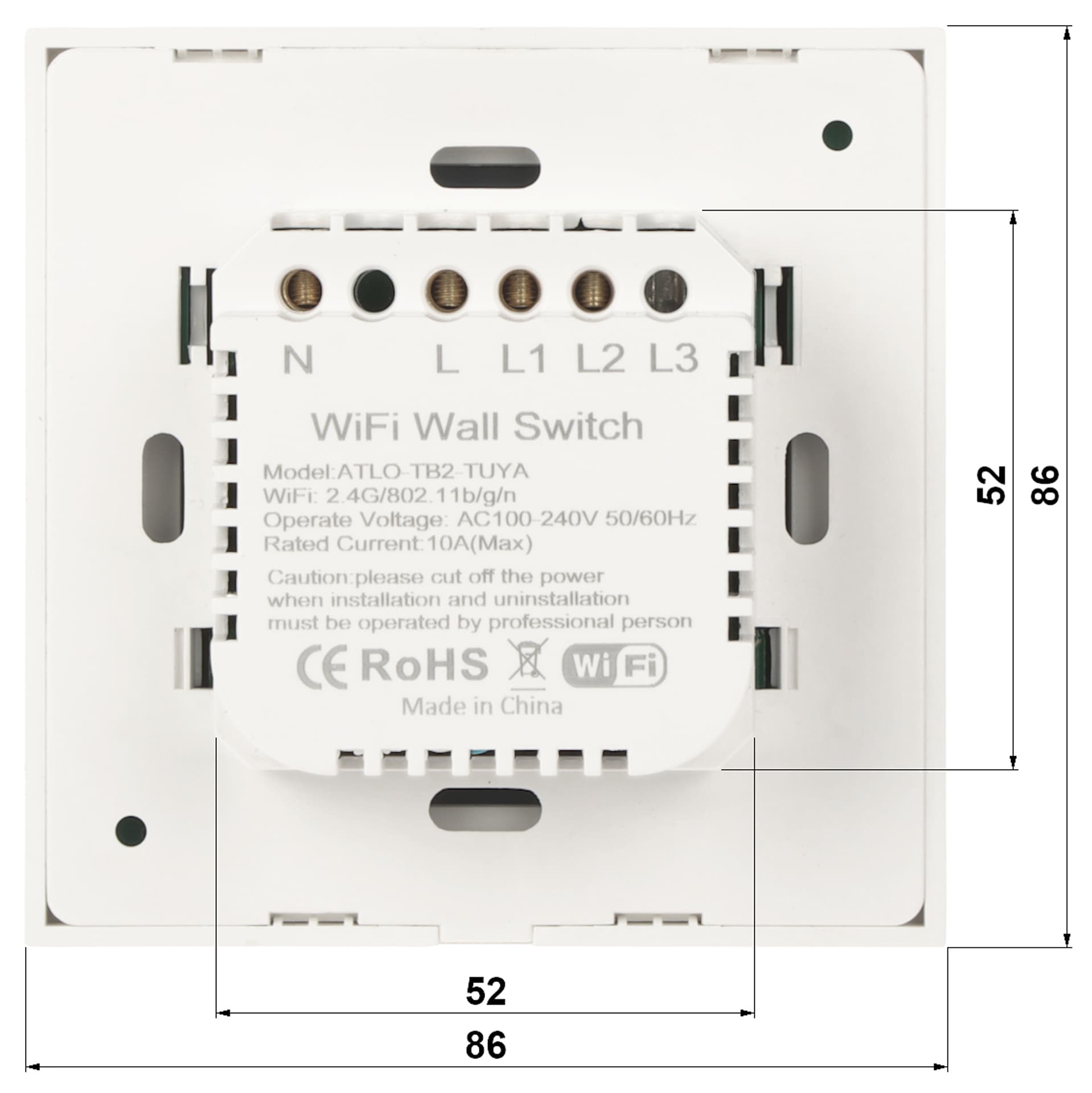 

PODWÓJNY INTELIGENTNY DOTYKOWY PRZEŁĄCZNIK ŚWIATŁA ATLO-TB2-TUYA Wi-Fi, Tuya Smart