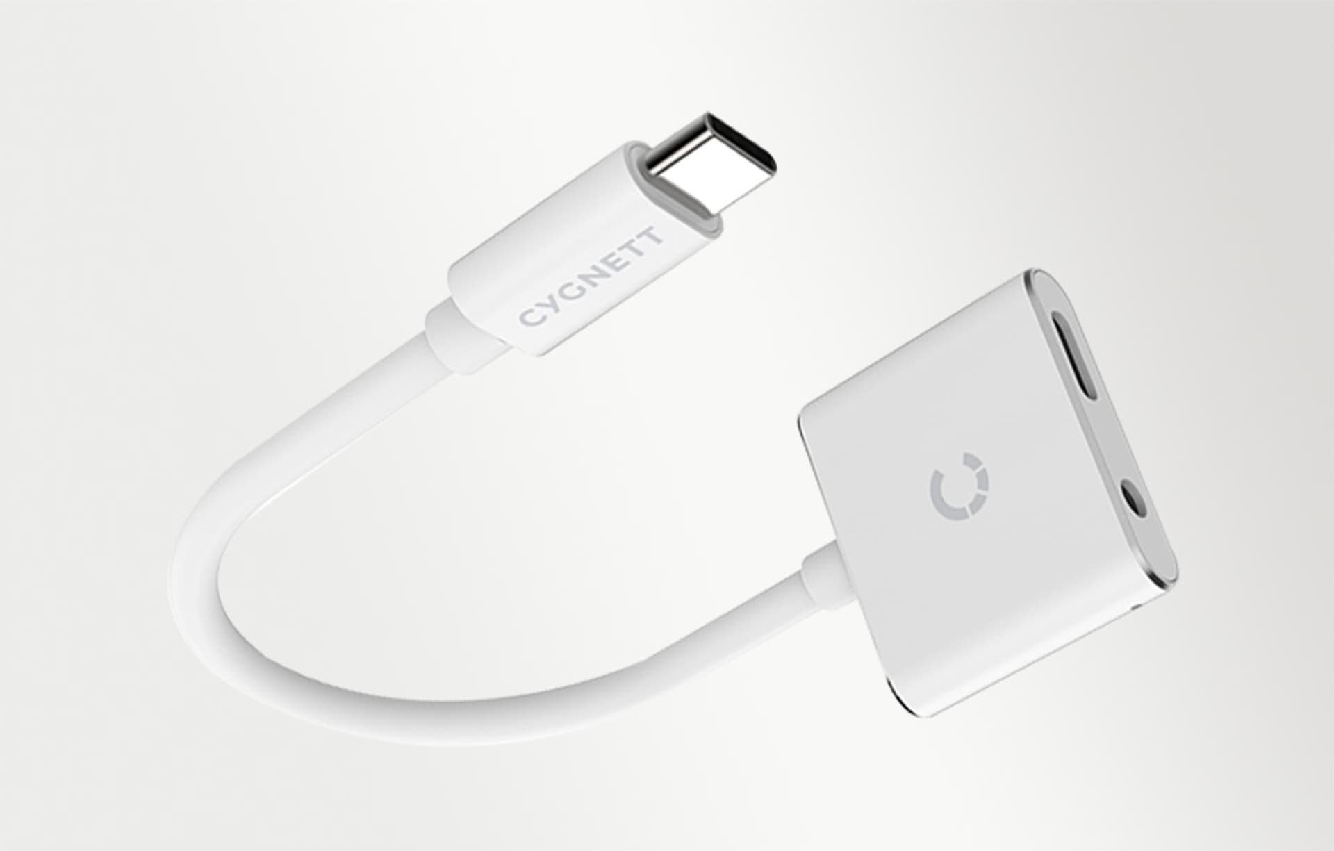 

Adapter audio USB-C do mini jack 3.5mm i USB-C Cygnett Essential (biały)