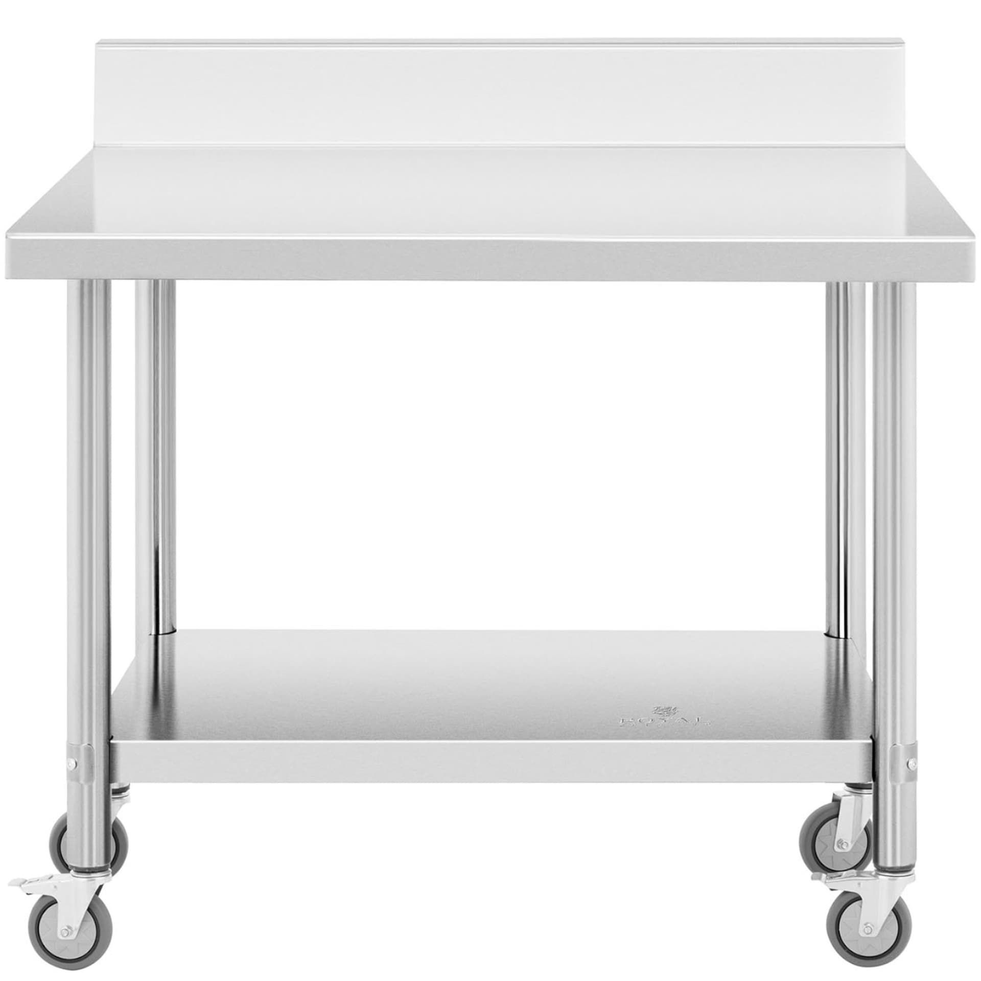 

Stół metalowy gastronomiczny na kółkach z półką i rantem STAL 70 x 100 cm