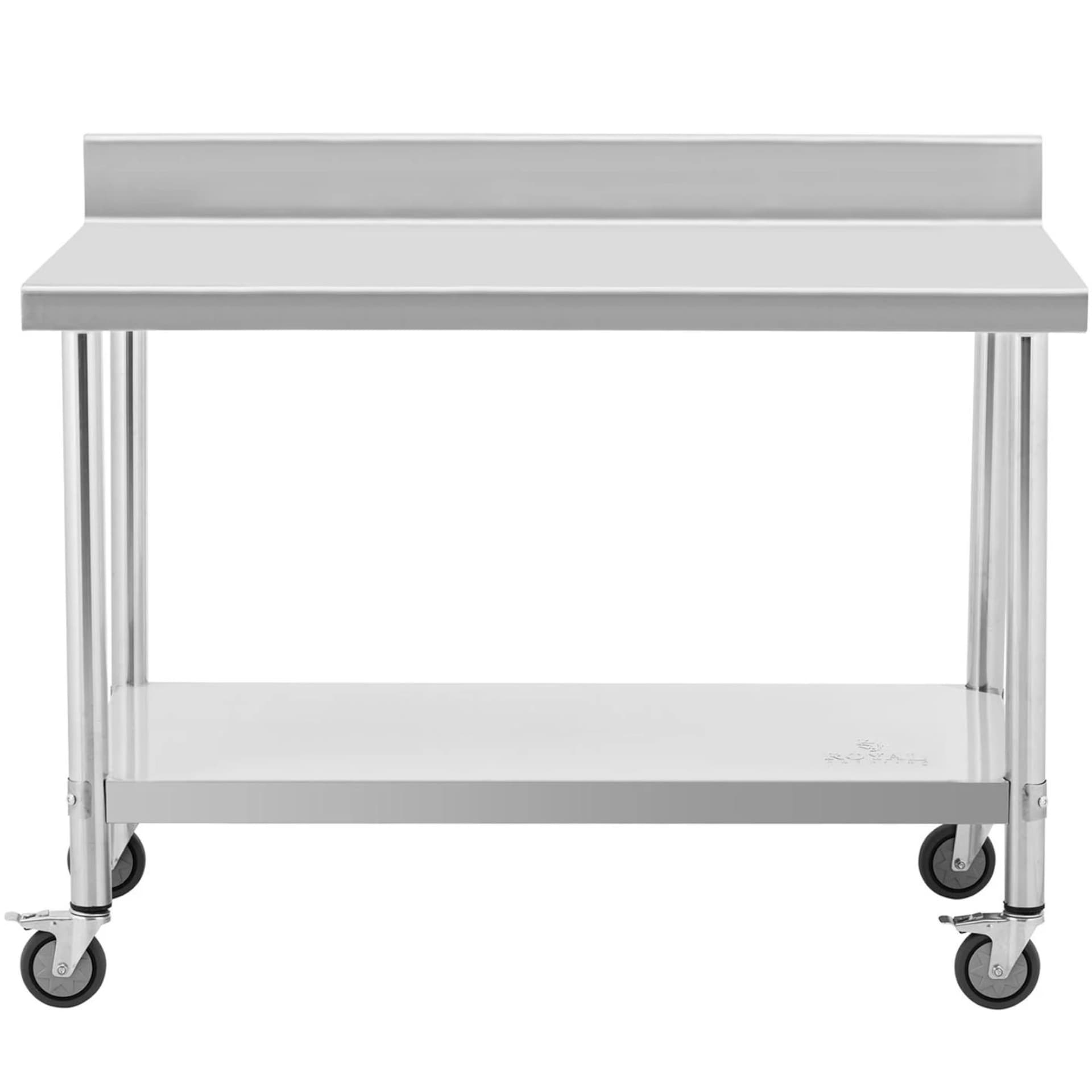 

Stół metalowy gastronomiczny na kółkach z półką i rantem STAL 70 x 120 cm