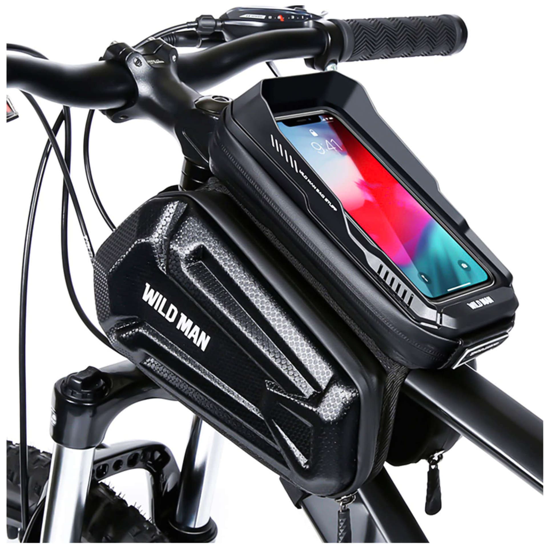 

Sakwa rowerowa wodoodporna Wildman Bag XT6 Etui odpinane na telefon 6.8 cali ramę rower torba 1.2l czarna