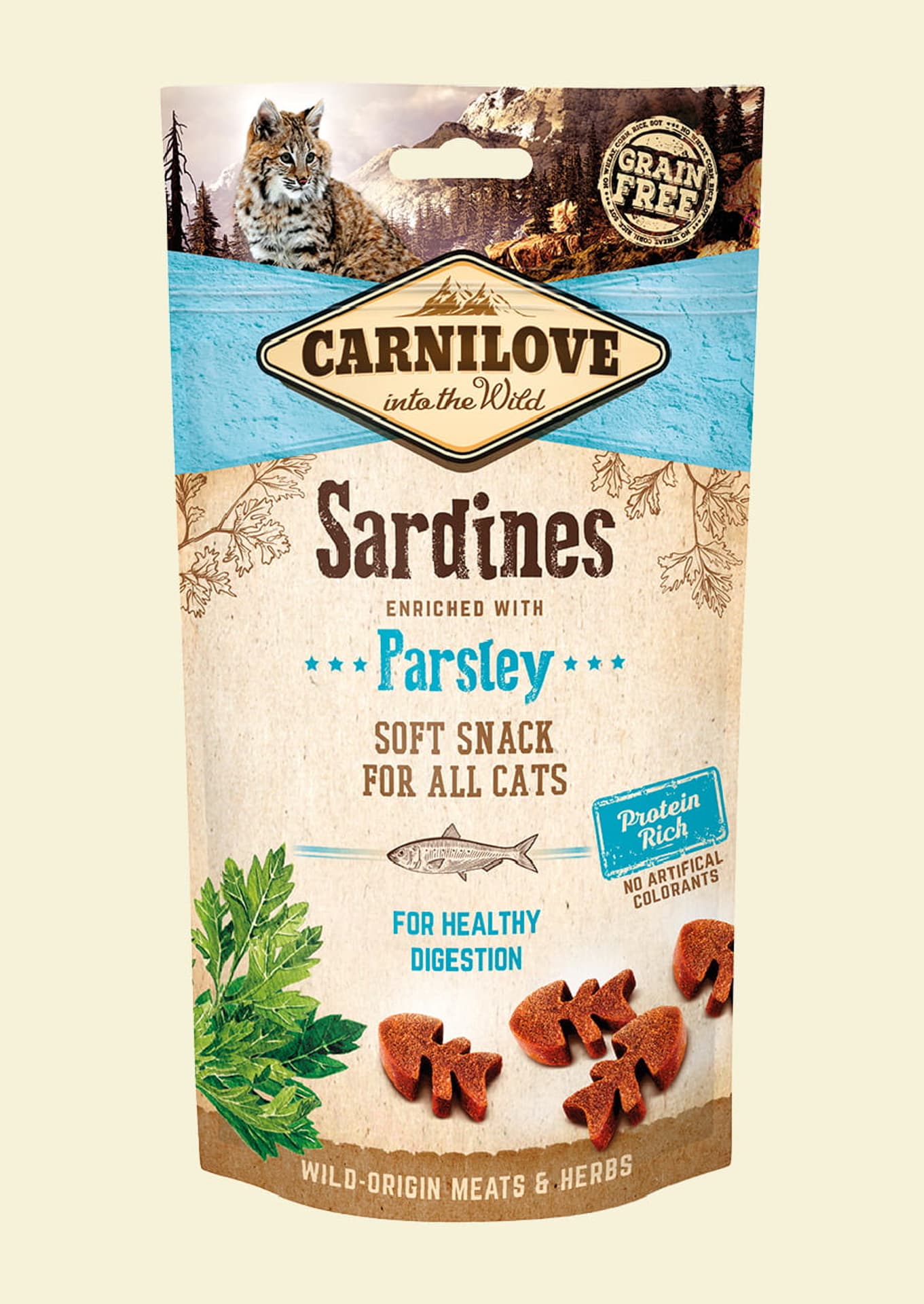 

Carnilove Soft Moist Snack Sardine+Parsley kot 50g