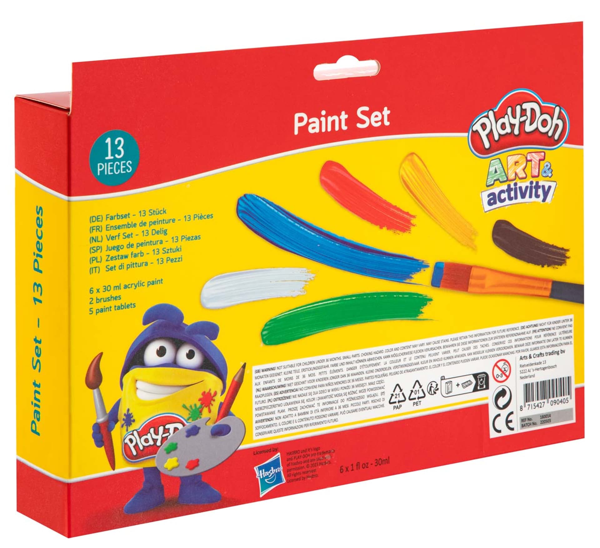 

Zestaw farb, 13 szt. Play-Doh: 6 x 30 ml farby akr