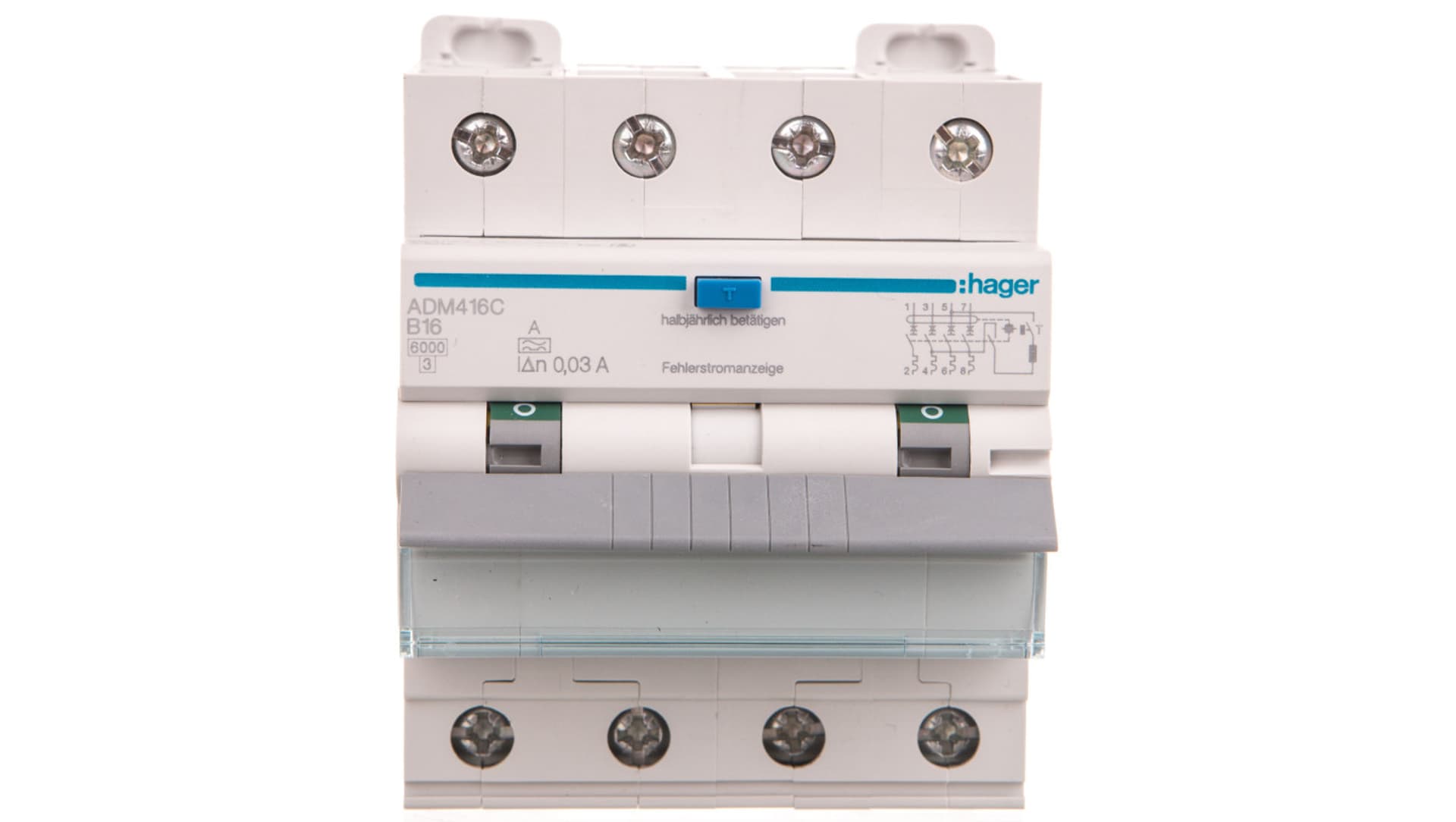 

Wyłącznik różnicowonadprądowy 4P B 16A 0,03A Typ A 6kA RCBO ADM416C
