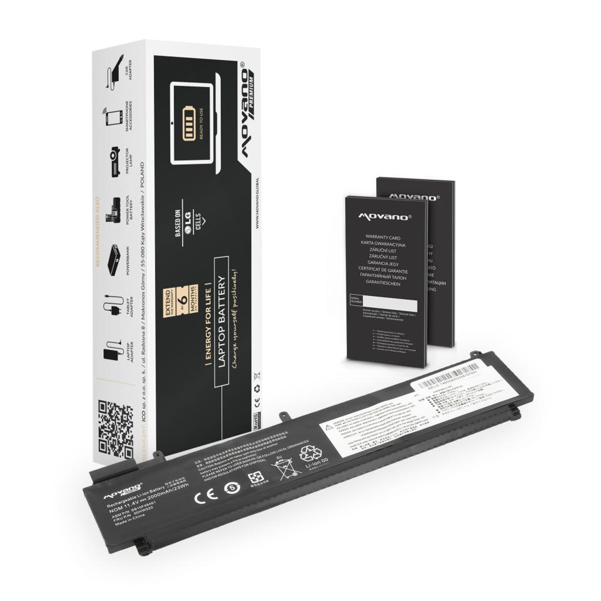 

Bateria Movano Premium do Lenovo ThinkPad T460s, T470s - tylna bateria